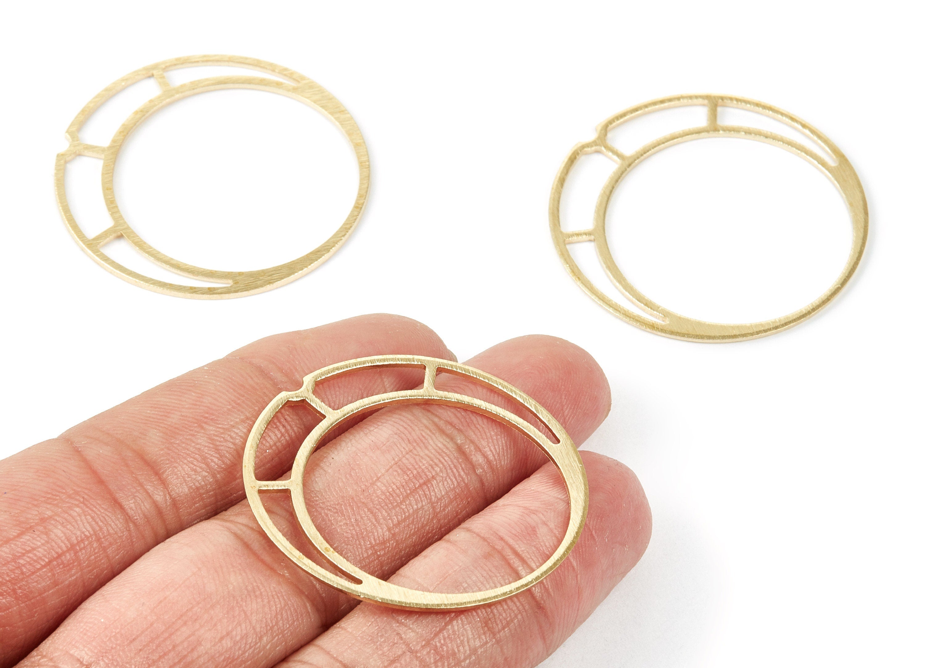 Brass Circle Charms - Textured Circle Shaped Raw Brass Pendant - Earring Findings - Jewelry Supplies - 38.6x38.6x0.97mm - PP2123 - DOMEDBAZAAR