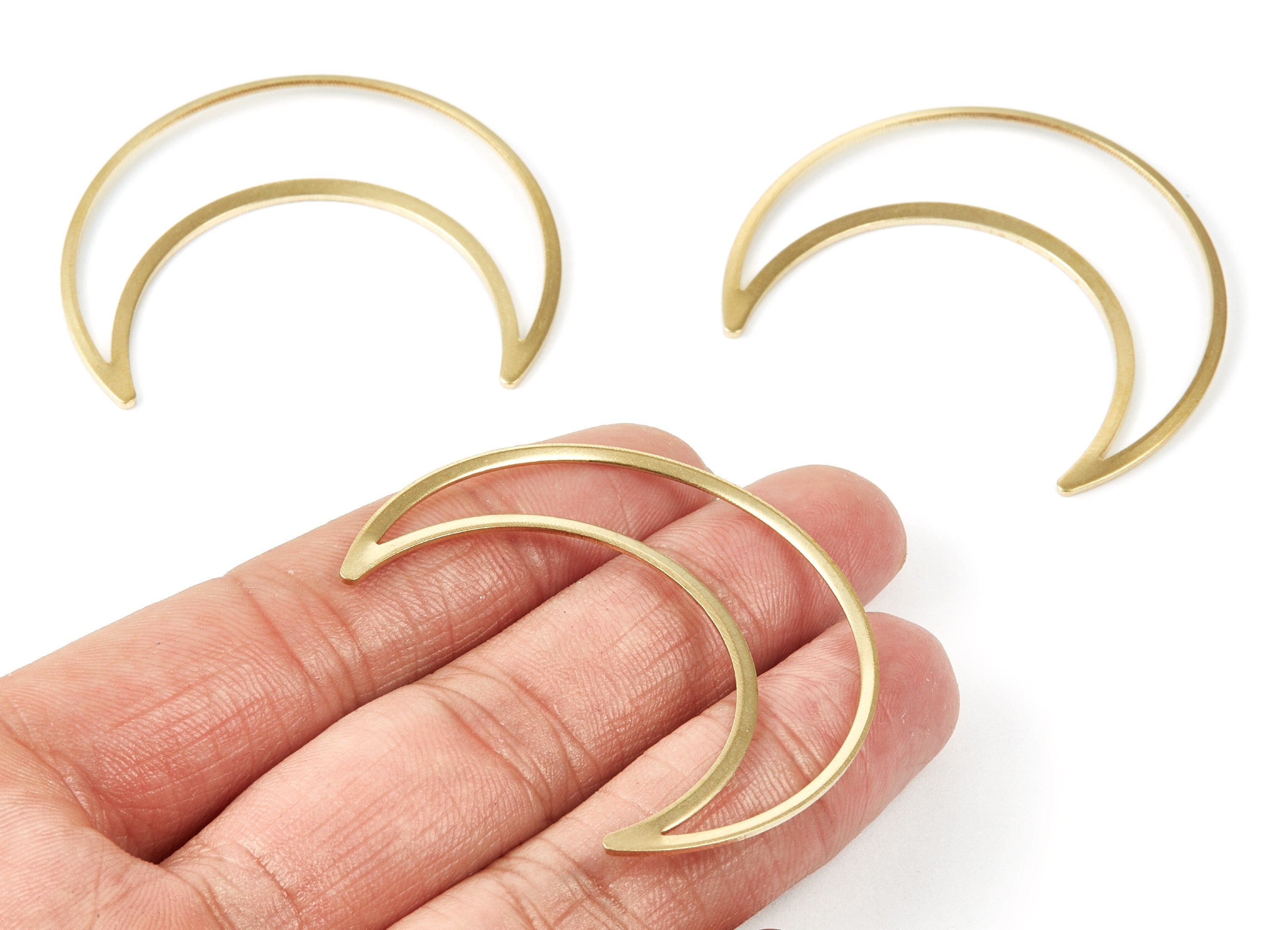 Brass Moon Charms - Crescent Moon Shaped Raw Brass Pedants - Earring Findings - Jewelry Supplies - 50x41x0.94mm - PP2069 - DOMEDBAZAAR