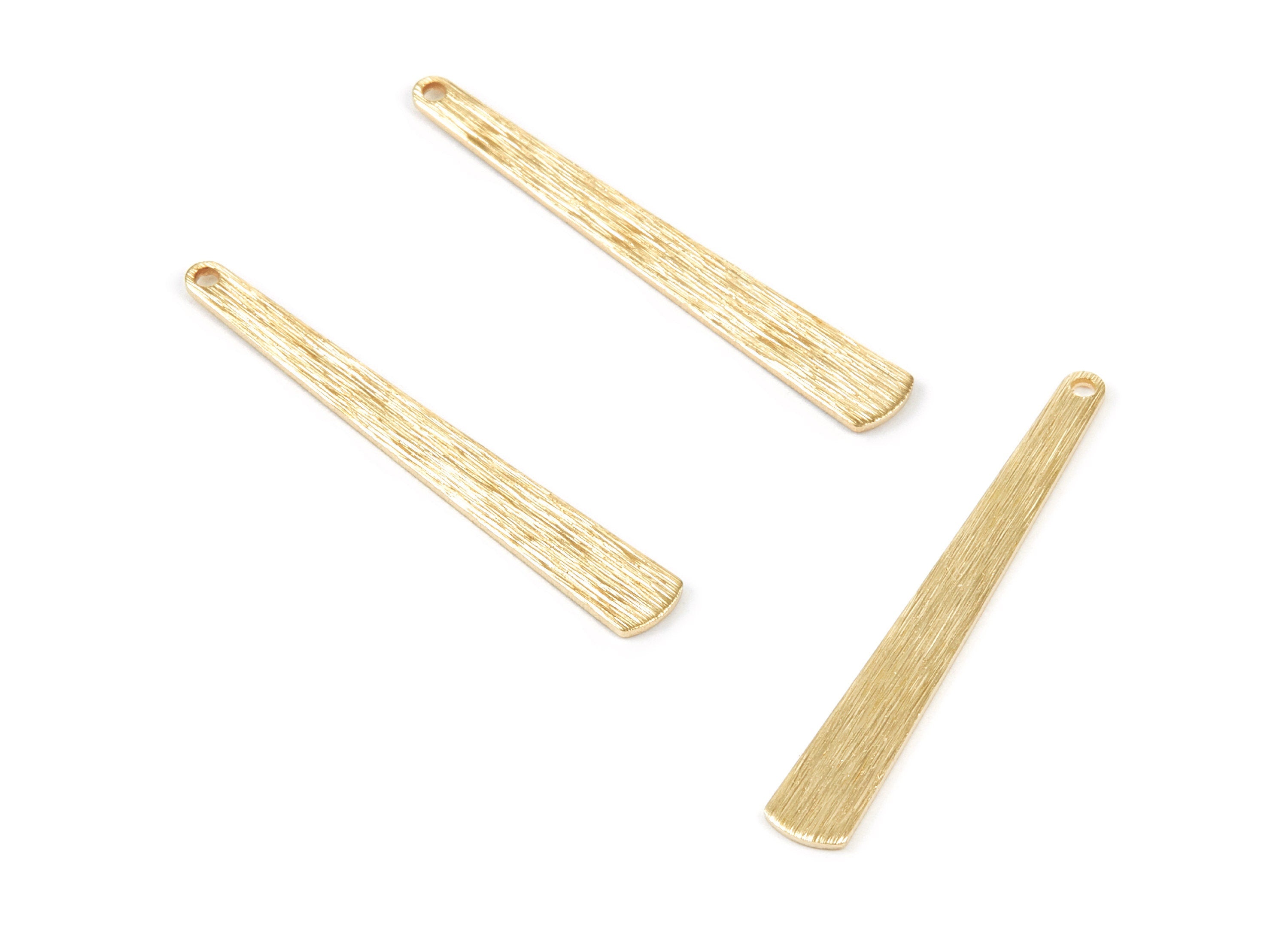 Brass Textured Long Strip Charms - Textured Long Strip Raw Brass Pendants - Earring Findings - Jewelry Supplies - 42,9x5,78x0,84mm - PP2071 - DOMEDBAZAAR