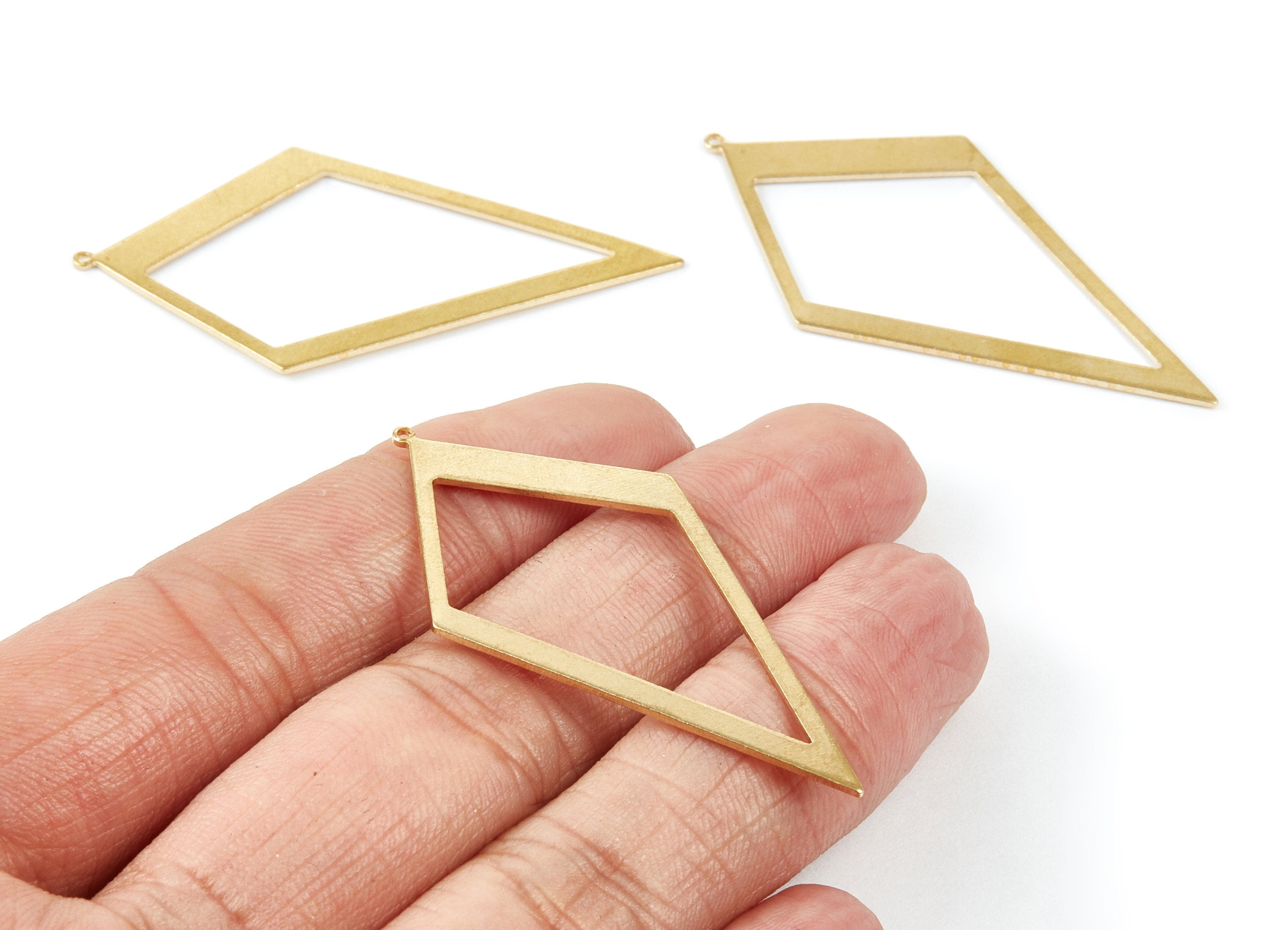 Brass Rhombic Charms - Diamond shaped Raw Brass Pendant - Earring Finddings - Jewelry Supplies - 51,6x25,95x0,81mm - PP2049 - DOMEDBAZAAR