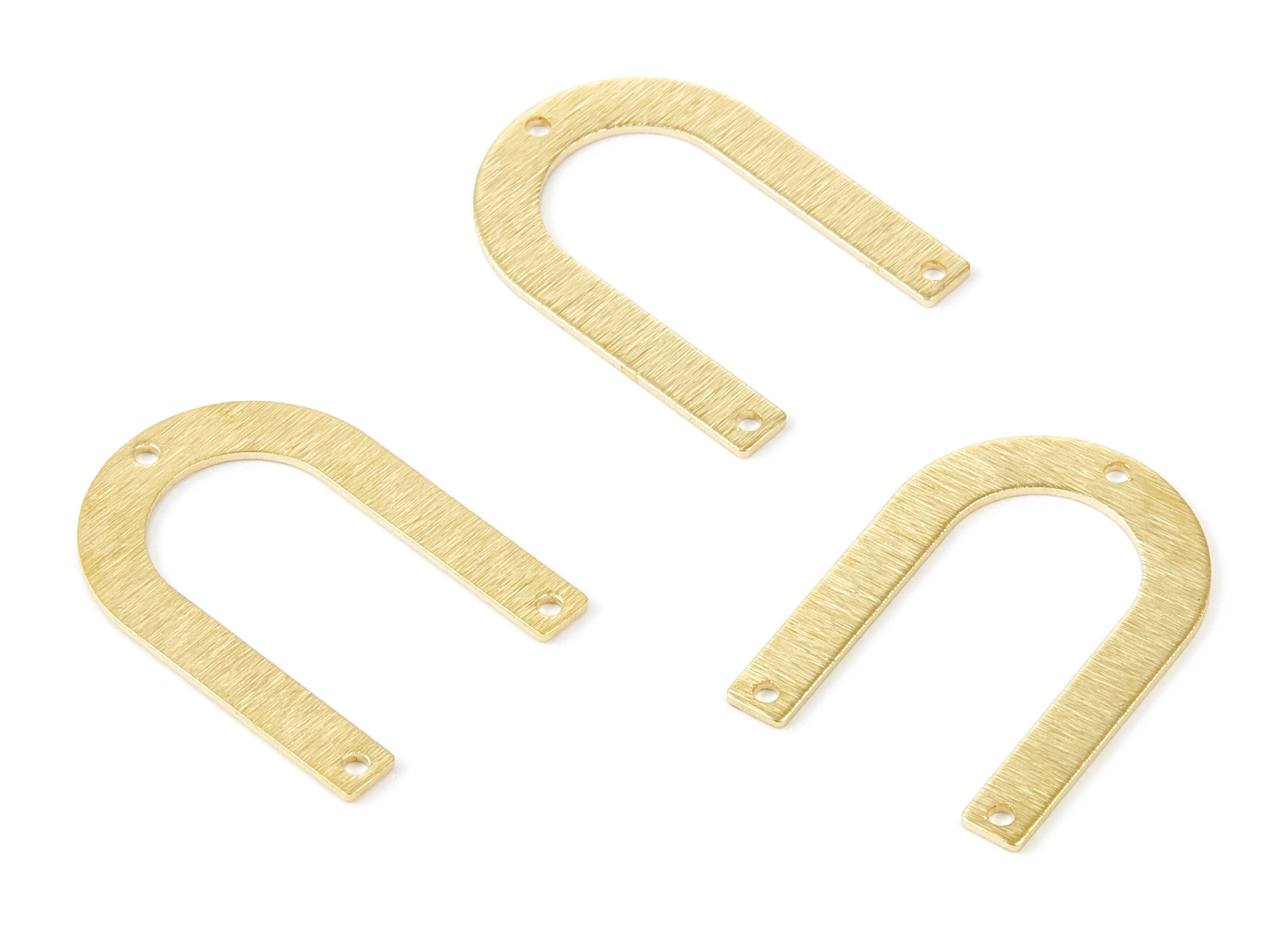 Brass Textured U Charms - Textured U Shaped Raw Brass Pendant - Brass Connectors With 3 Holes - Jewelry Supplies - 28x20x0,8mm - PP1976 - DOMEDBAZAAR