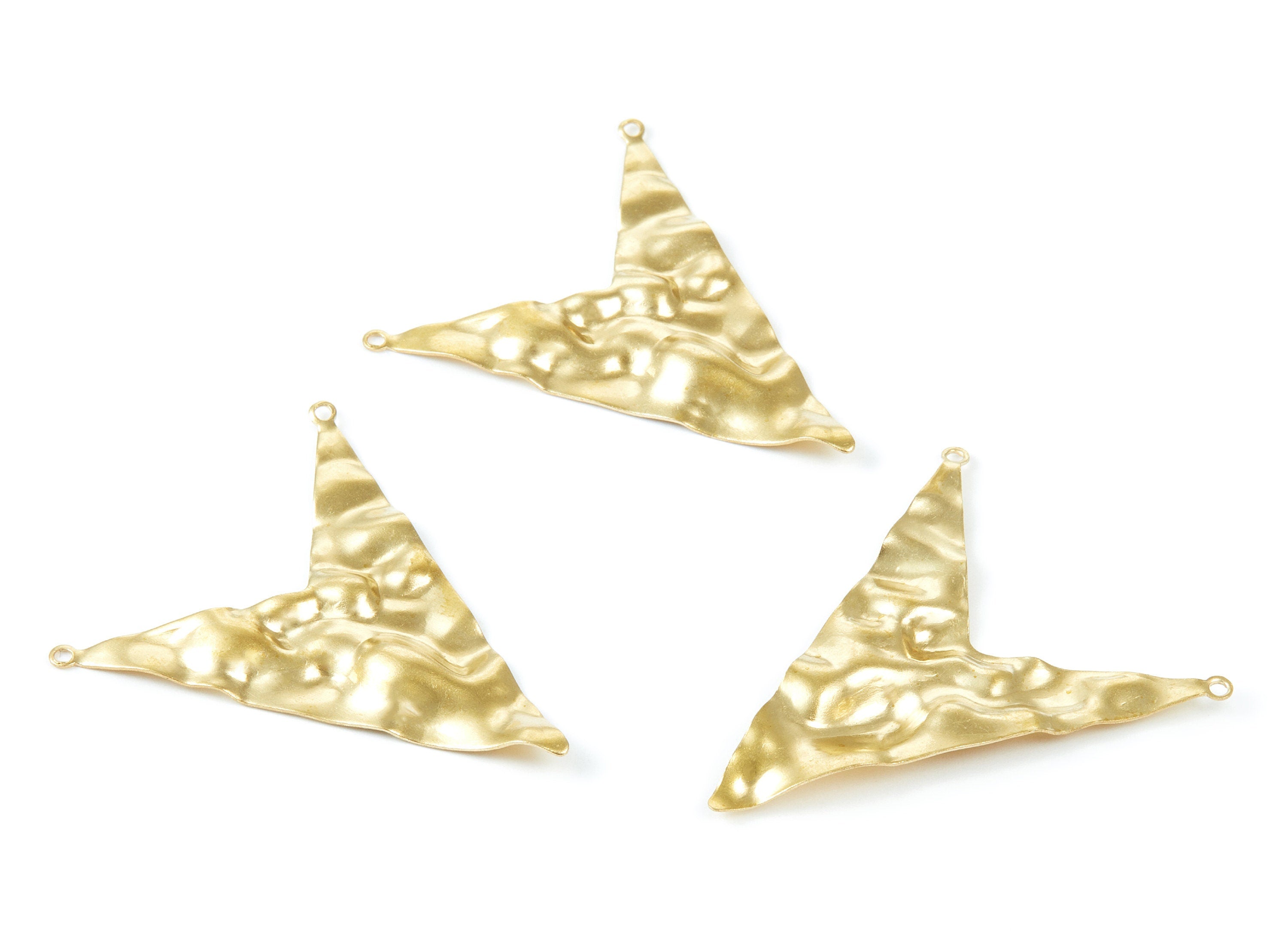 Brass Wavy Sharp Angle Charms - Wavy Sharp Angle Raw Brass Pendants - Connectors With 2 Holes - Jewelry Supplies - 48,5x41,8x0,8mm - PP2059 - DOMEDBAZAAR