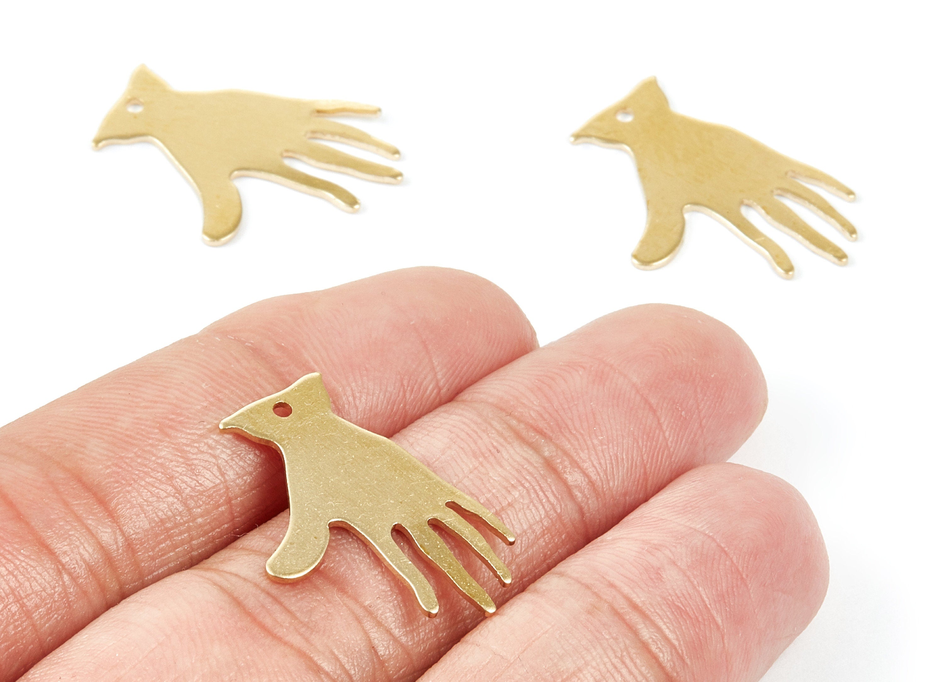 Personalized stamping blank - Brass Hand Charms - Hand Shaped Raw Brass Pendants - Earring Findings - 25,34x17,34x0,79mm - PP2005 - DOMEDBAZAAR