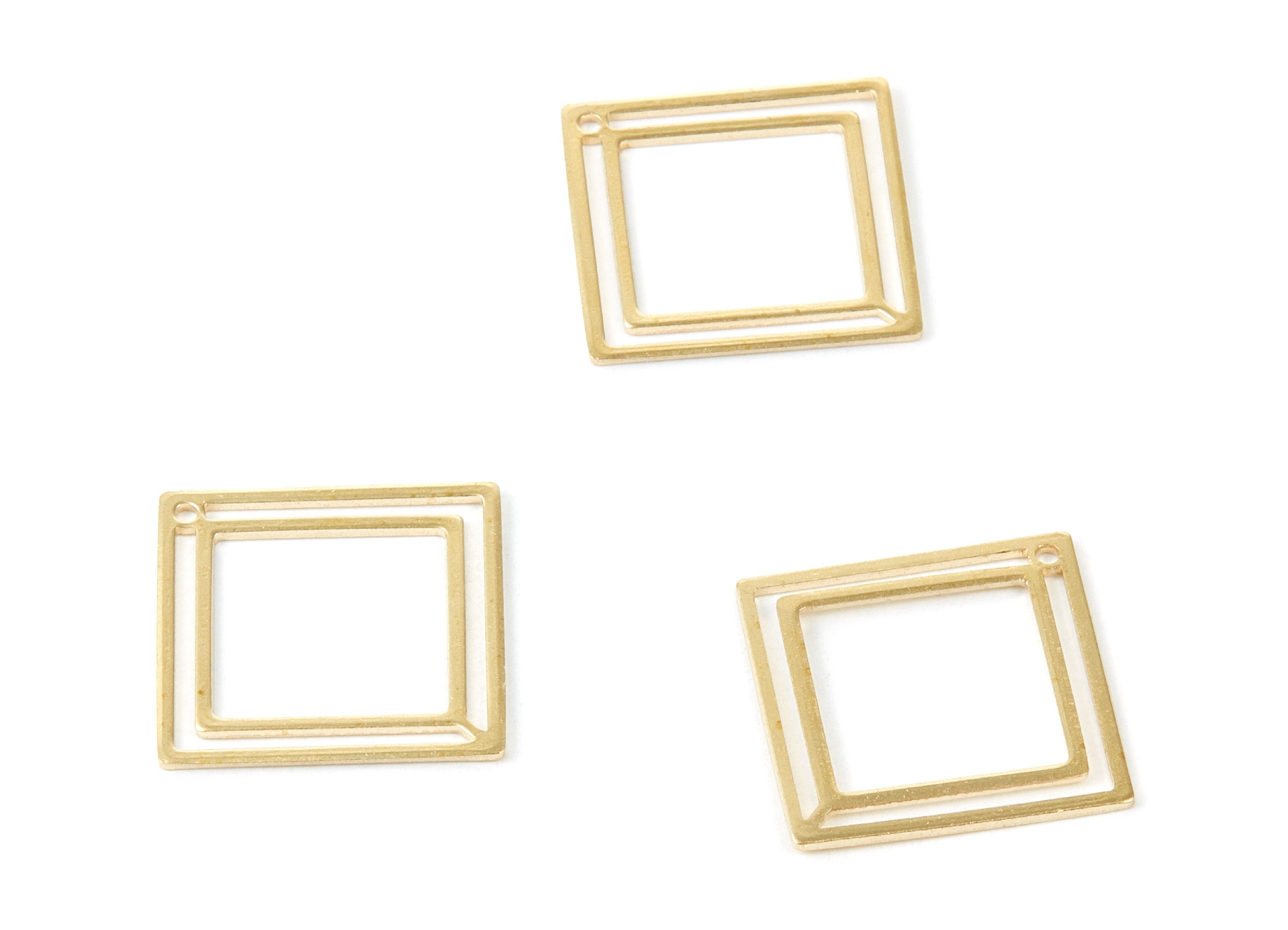 Brass Square Charms - Square Raw Brass Pendant - Earring Findings - Jewelry Supplies - 20.6x20.6x0.8mm - PP1971 - DOMEDBAZAAR