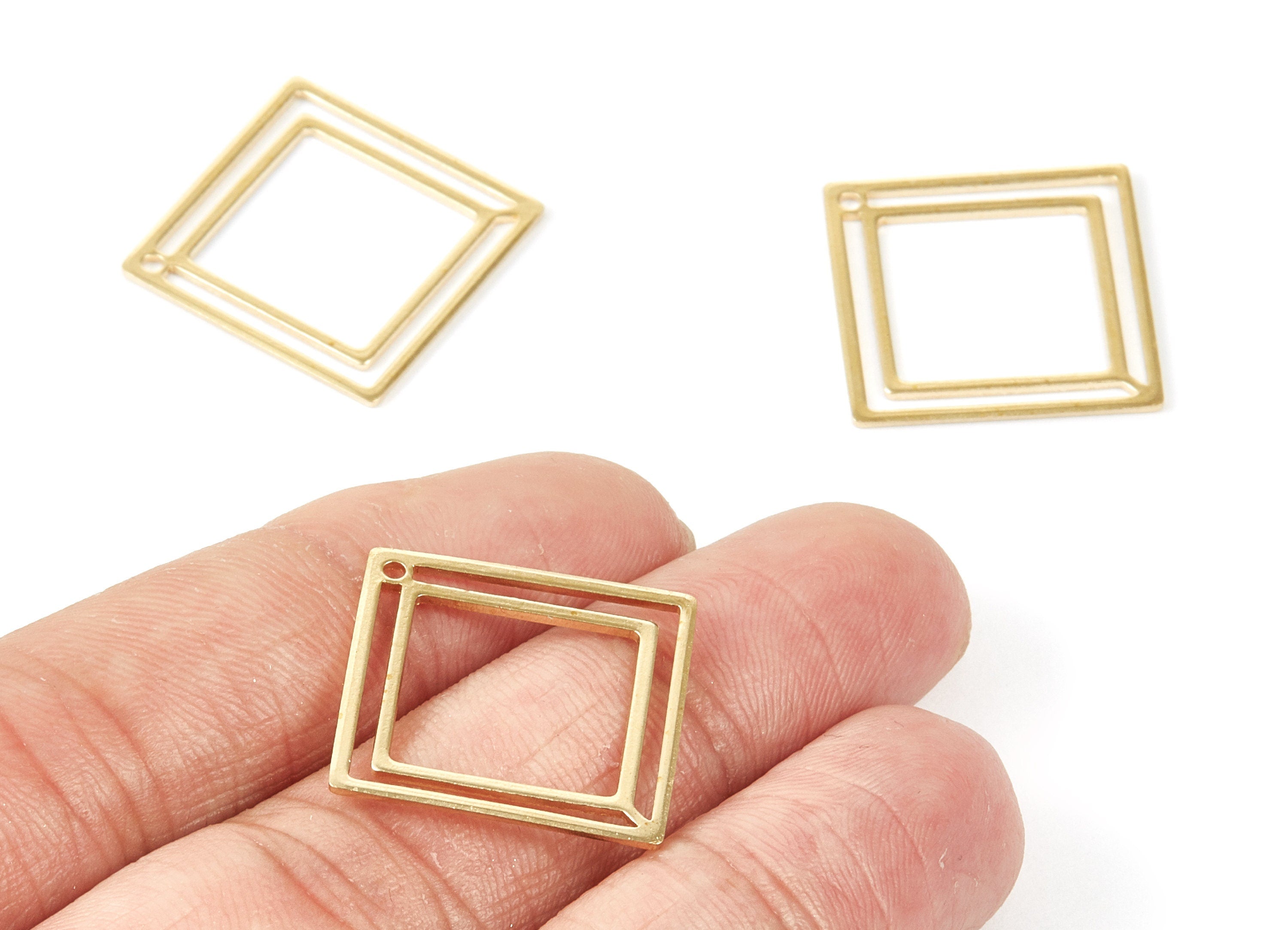 Brass Square Charms - Square Raw Brass Pendant - Earring Findings - Jewelry Supplies - 20.6x20.6x0.8mm - PP1971 - DOMEDBAZAAR
