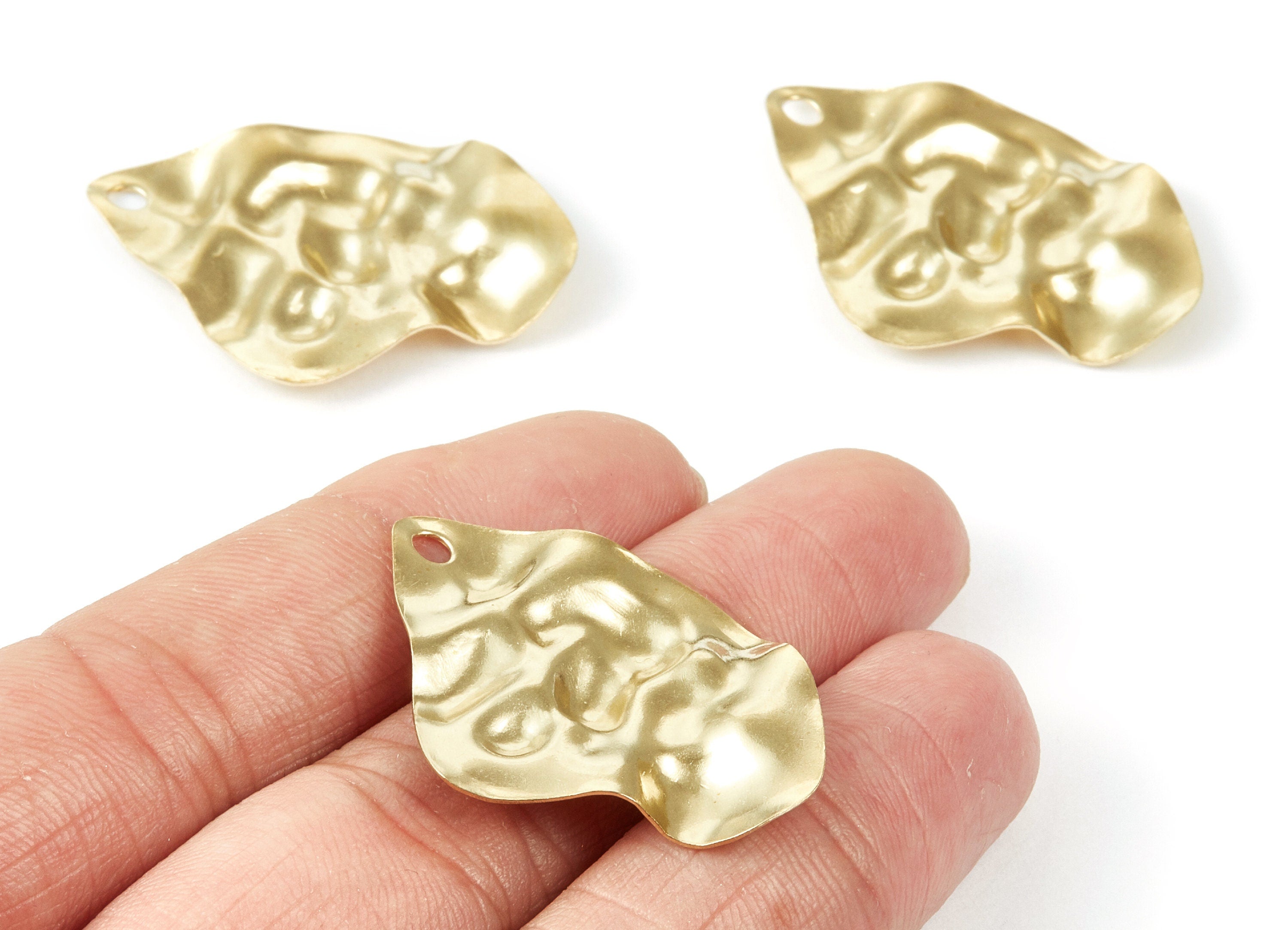 Brass Wavy Irregular Charms - Wavy Irregular Raw Brass Pendant - Earring Findings - Jewelry Supplies - 37x26.63x0.52mm - PP1838 - DOMEDBAZAAR