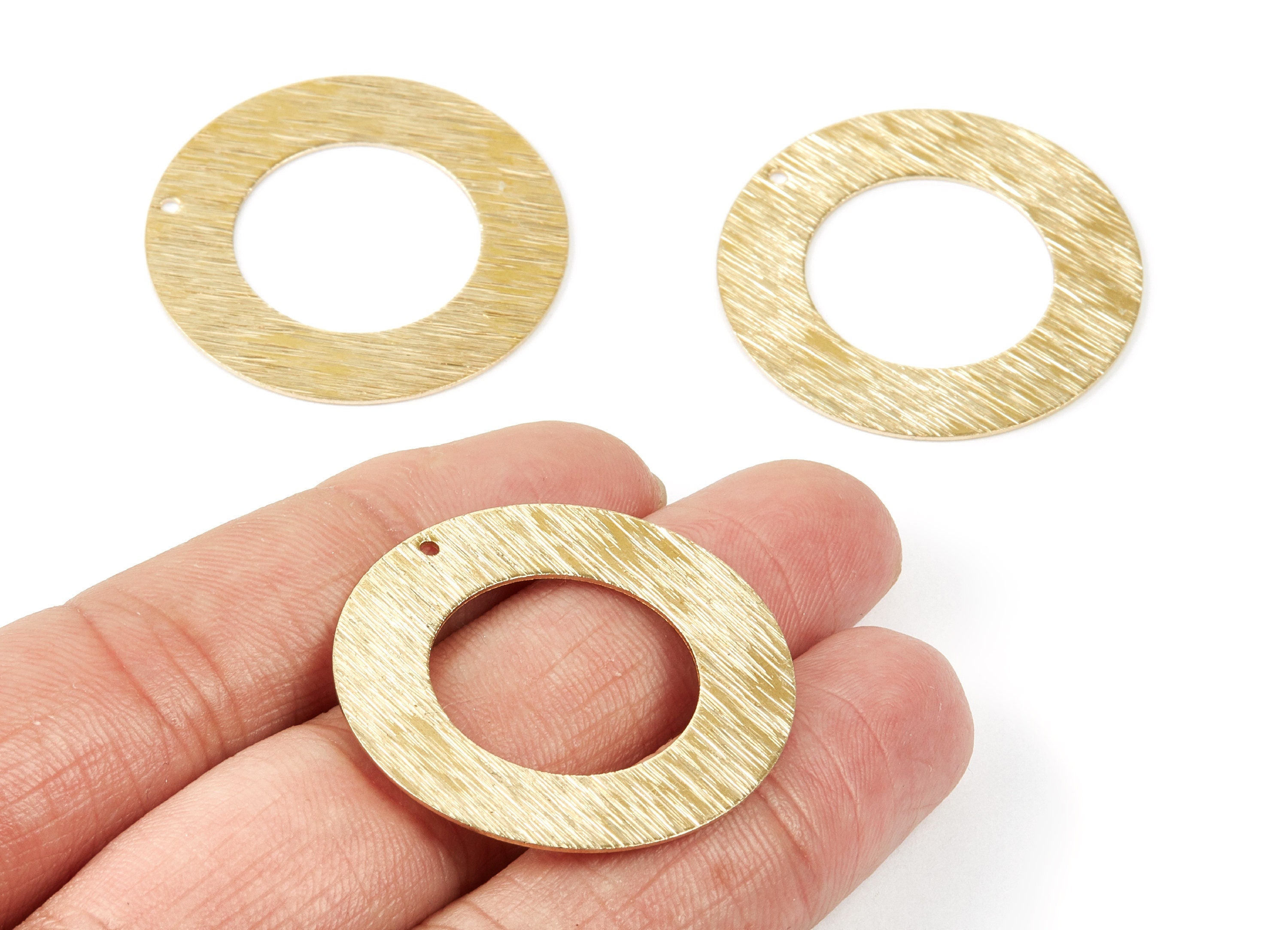 Brass Textured Round Charms - Textured Round Raw Brass Pendant - Earring Findings - Jewelry Supplies - 35x35x0.6mm - PP1930 - DOMEDBAZAAR