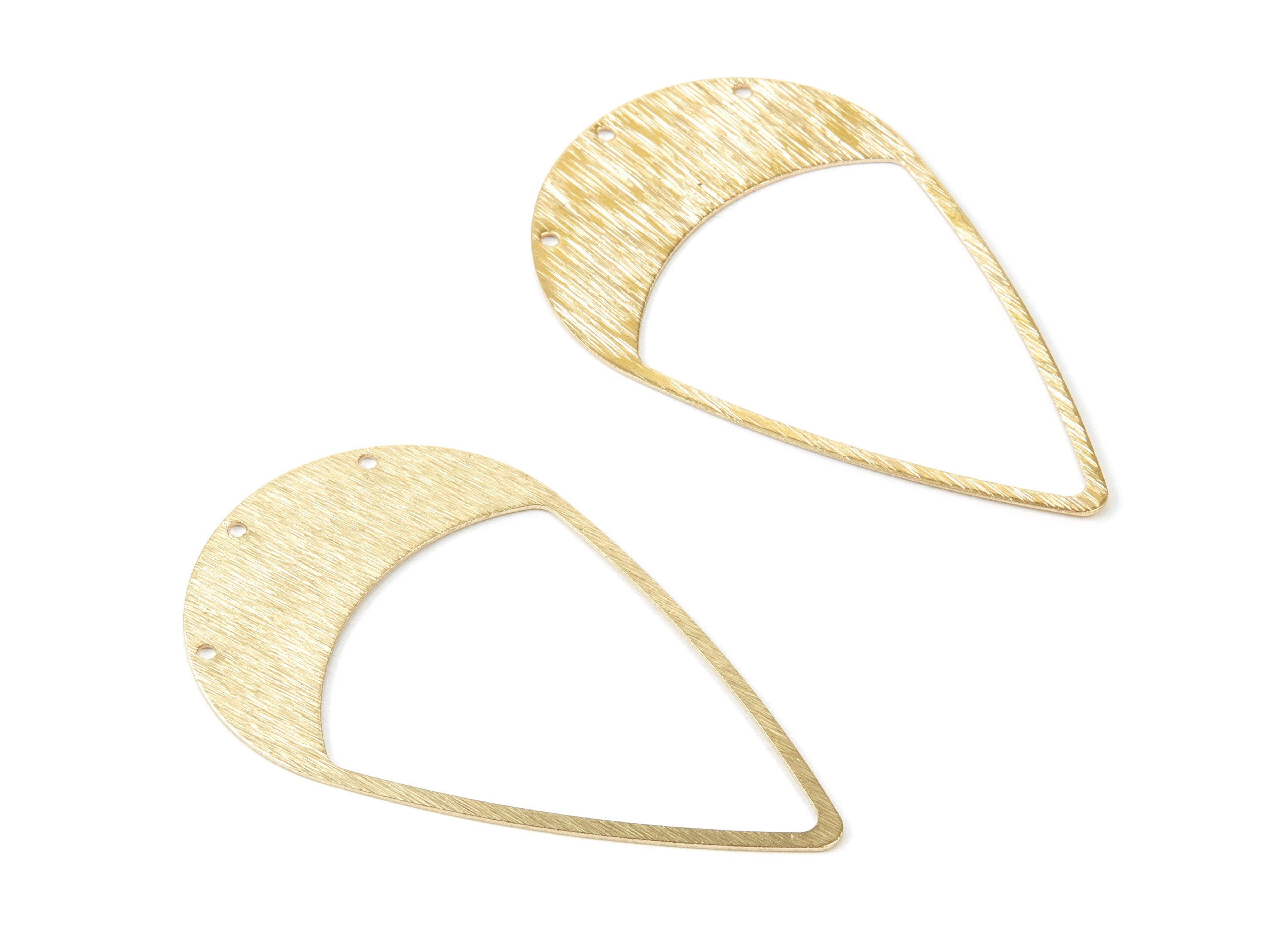 Brass Textured Drop Charms - Textured Drop Shape Raw Brass Connector With 3 Holes - Jewelry Supplies - 58.75x34.96x0.67mm - PP2099 - DOMEDBAZAAR
