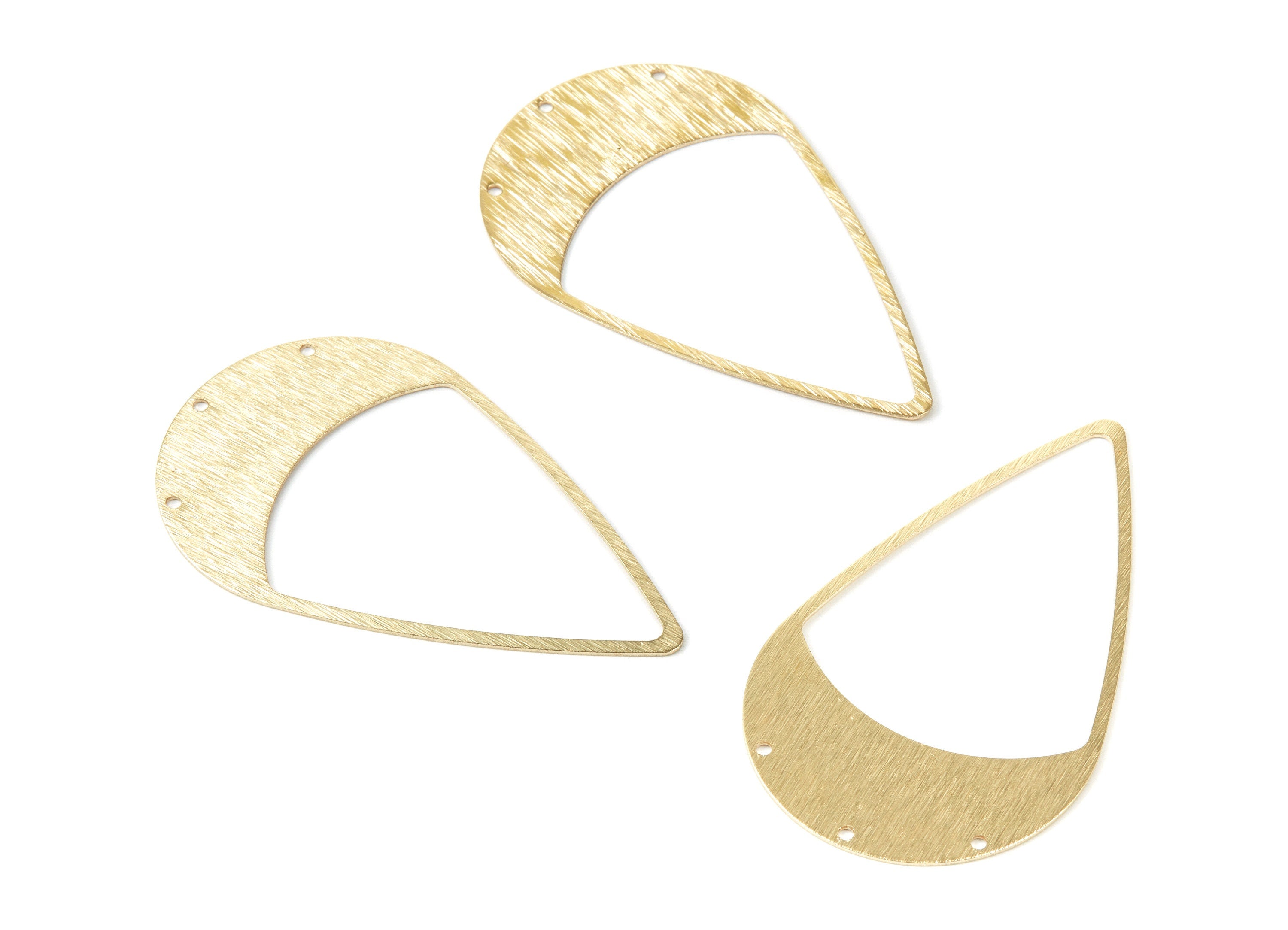 Brass Textured Drop Charms - Textured Drop Shape Raw Brass Connector With 3 Holes - Jewelry Supplies - 58.75x34.96x0.67mm - PP2099 - DOMEDBAZAAR