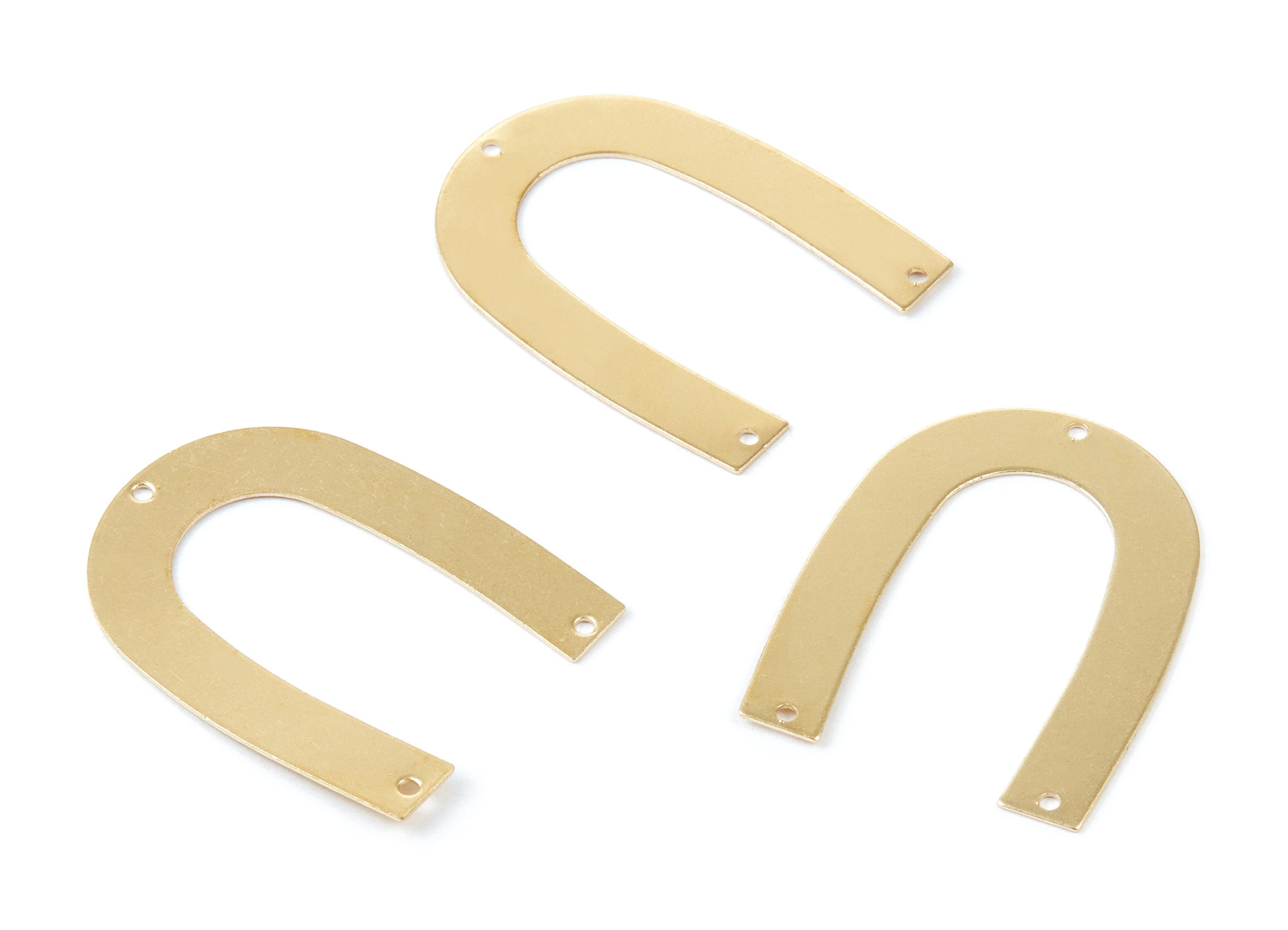 Brass U Charms - U Shaped Raw Brass Connectors With 3 Holes - Jewelry Supplies - 35x26,8x0,5mm - PP1893 - DOMEDBAZAAR