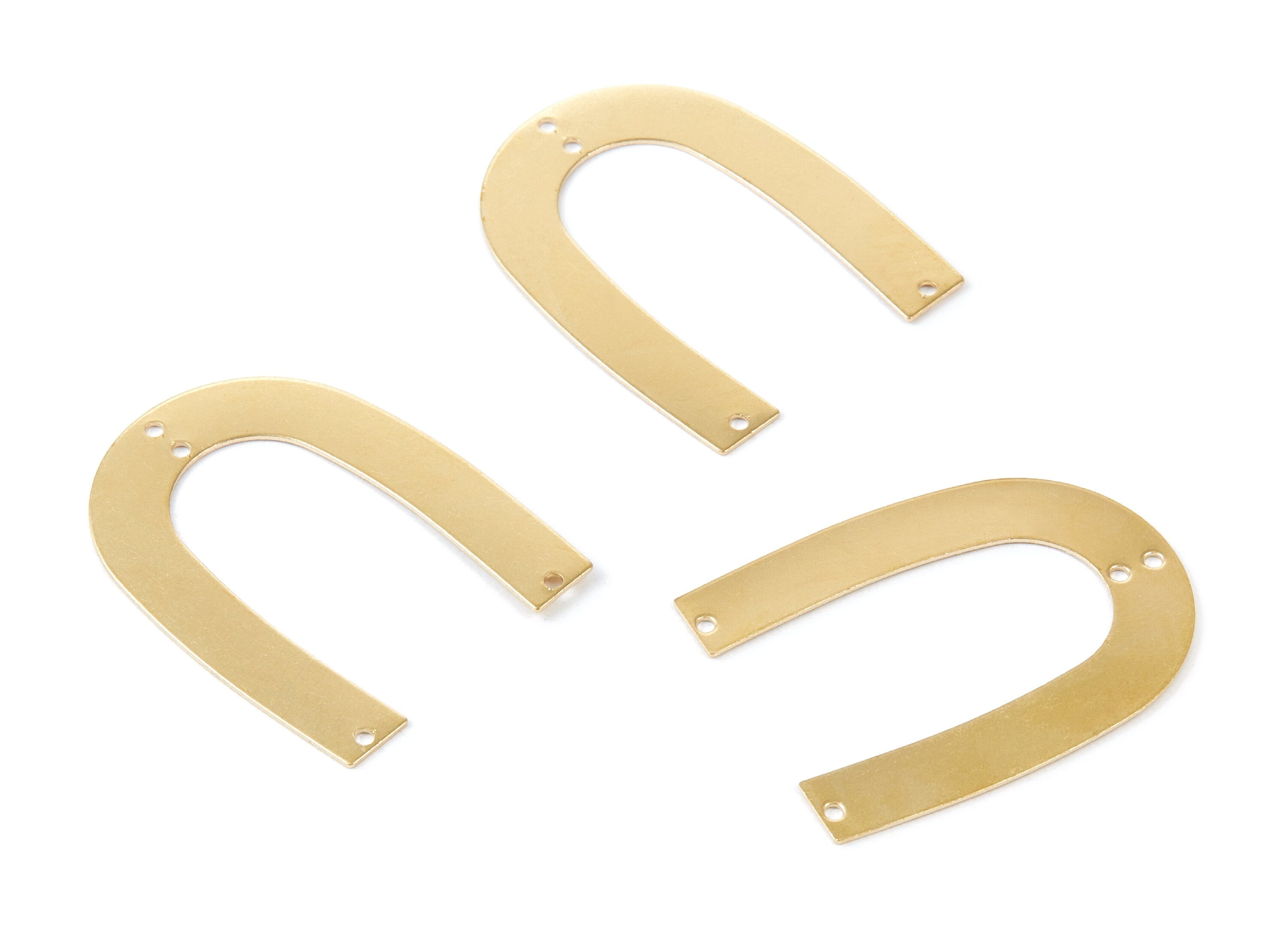 Brass U Connector - U Raw Brass Connectors With 4 Holes - Jewelry Supplies - 35x26,85x0,57mm - PP1891 - DOMEDBAZAAR