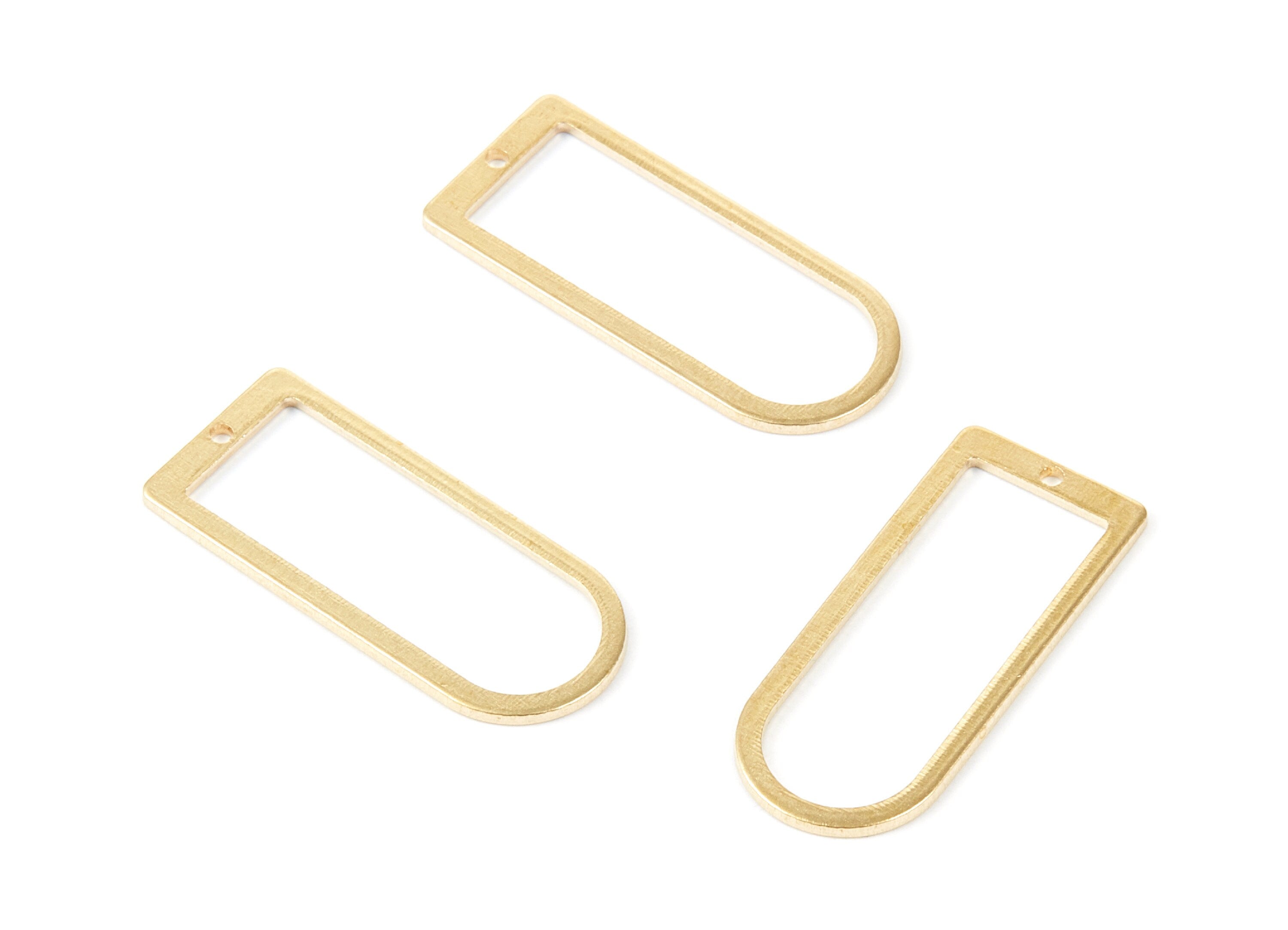 Brass Geometric Charms - D Shaped Raw Brass Pendant - Brass Earring Findings - Jewellery Supplies - 30x12.84x0.94mm - PP1916 - DOMEDBAZAAR