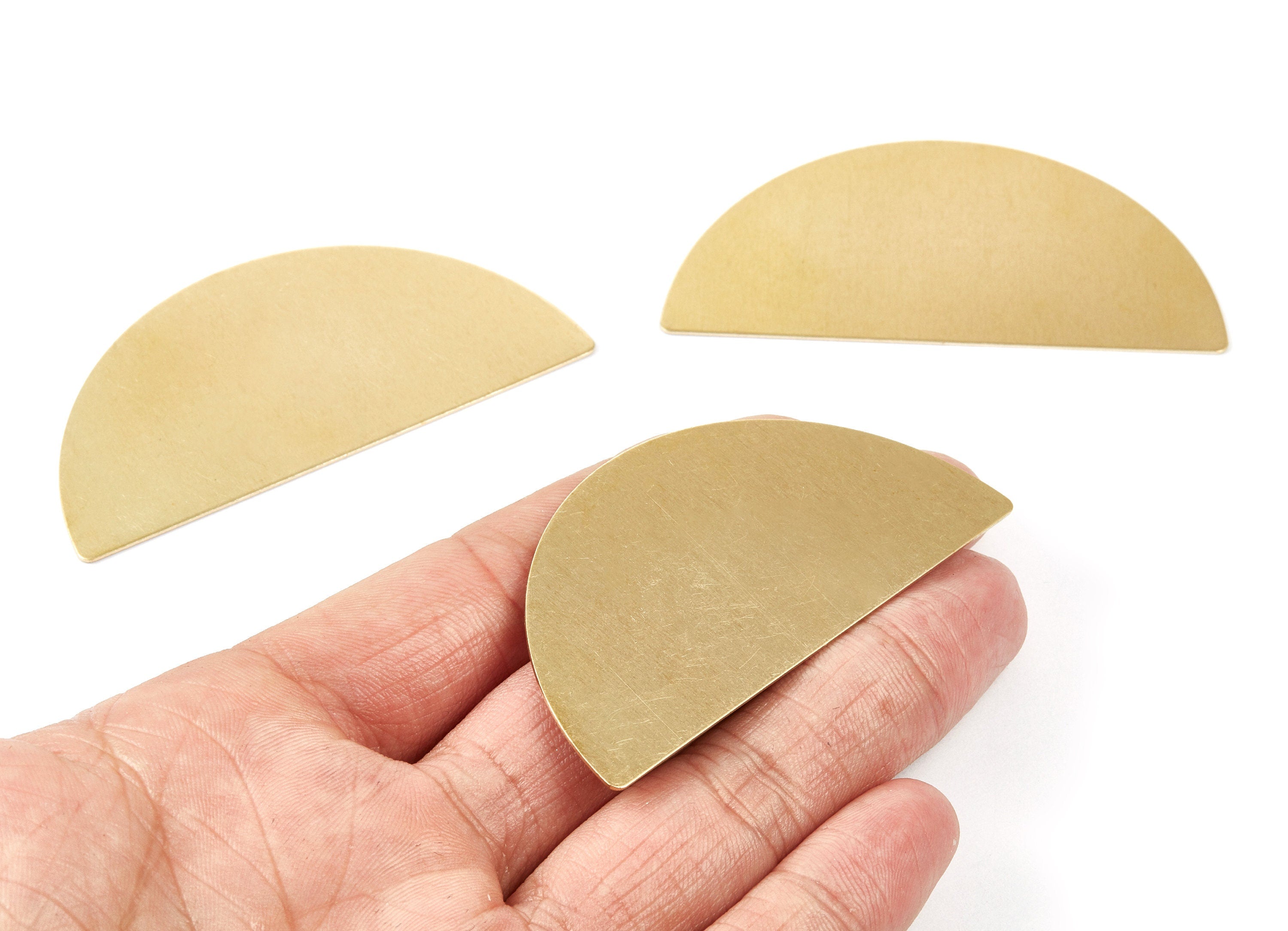 Brass Half Round Blank - Big Half Round Shaped Raw Brass Half Moon Charms - Jewelry Supplies - 70x34x0.6mm - PP2068 - DOMEDBAZAAR