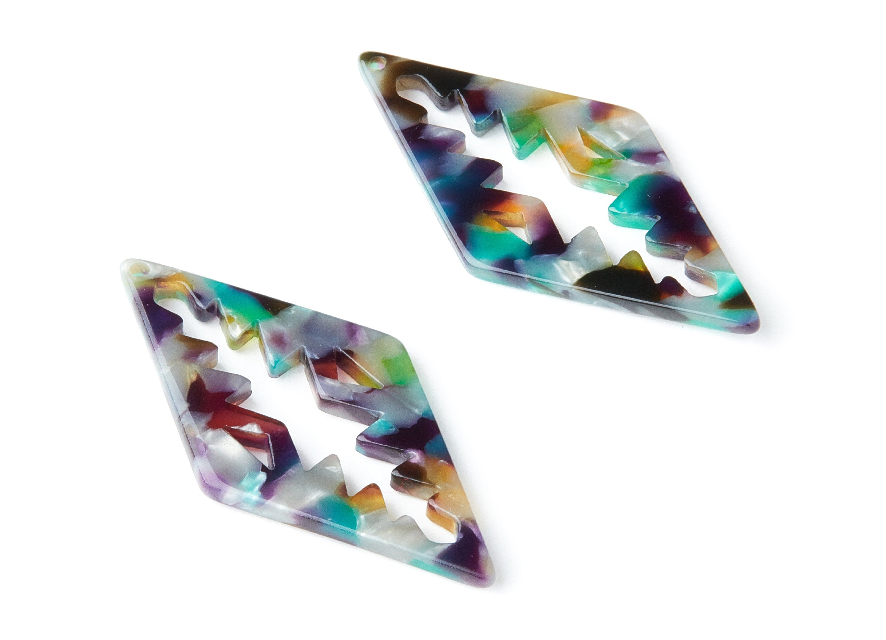 Acetate Rhombus Earring Charm - Rhombus Shaped Pendant - Earring Findings - Jewelry Supplies - Color Code: A50 - 50.3x24.5x2.78mm - AC1373B - DOMEDBAZAAR