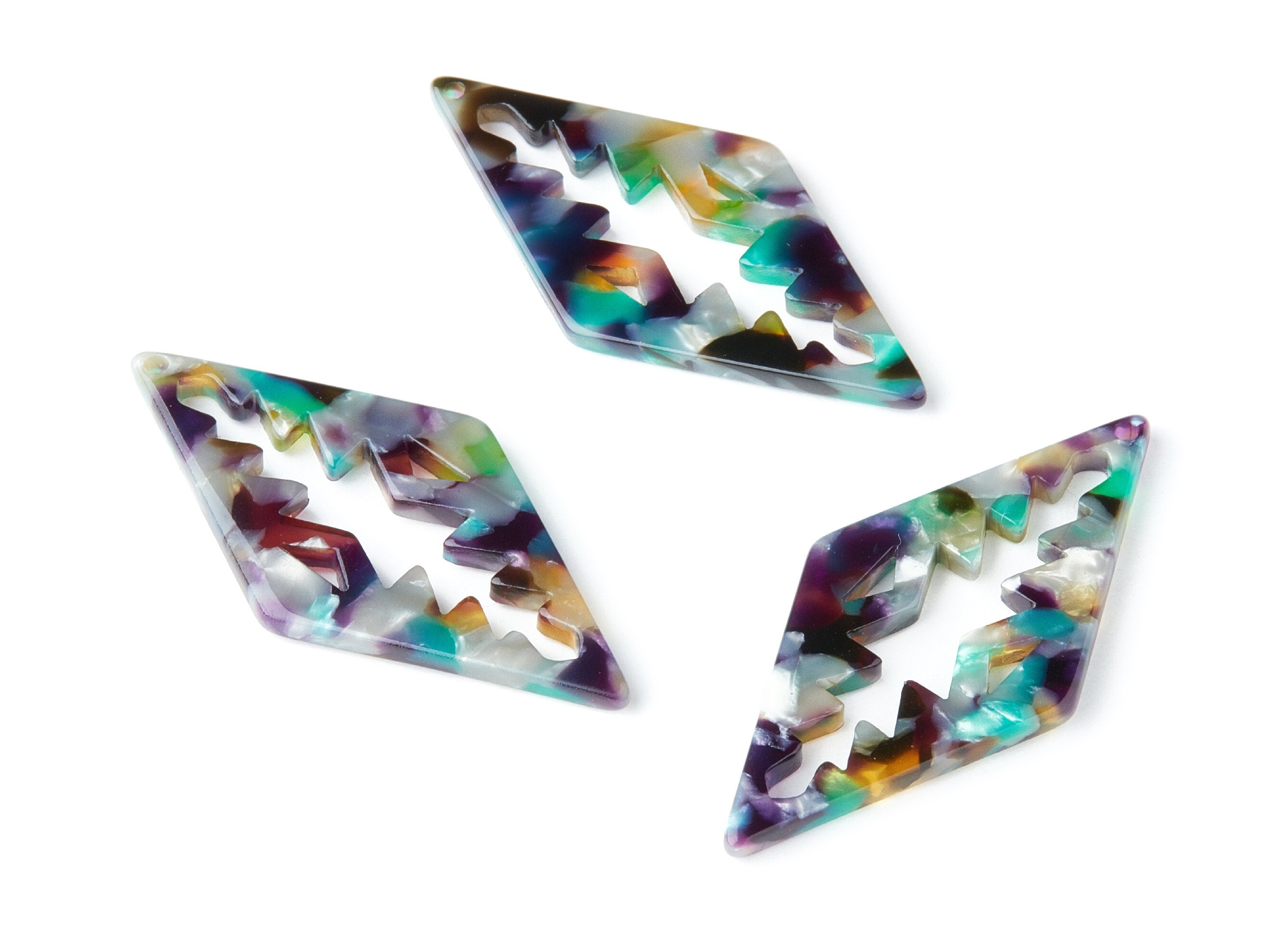 Acetate Rhombus Earring Charm - Rhombus Shaped Pendant - Earring Findings - Jewelry Supplies - Color Code: A50 - 50.3x24.5x2.78mm - AC1373B - DOMEDBAZAAR