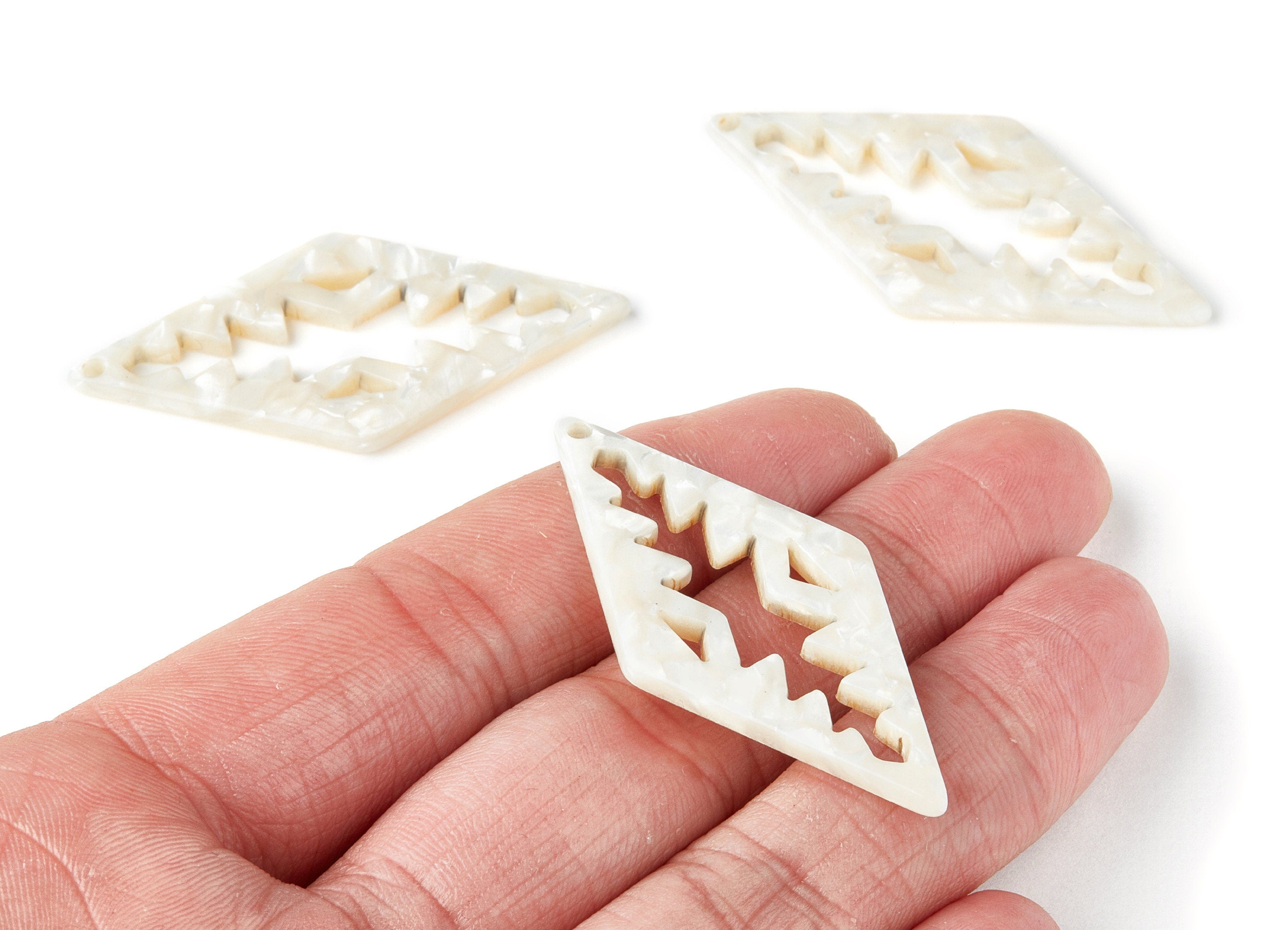 Acetate Rhombus Earring Charm - Acrylic Rhombus Pendant - Earring Findings - Jewelry Supplies - Color Code: A33 - 50.3x24.5x2.78mm - AC1373D - DOMEDBAZAAR