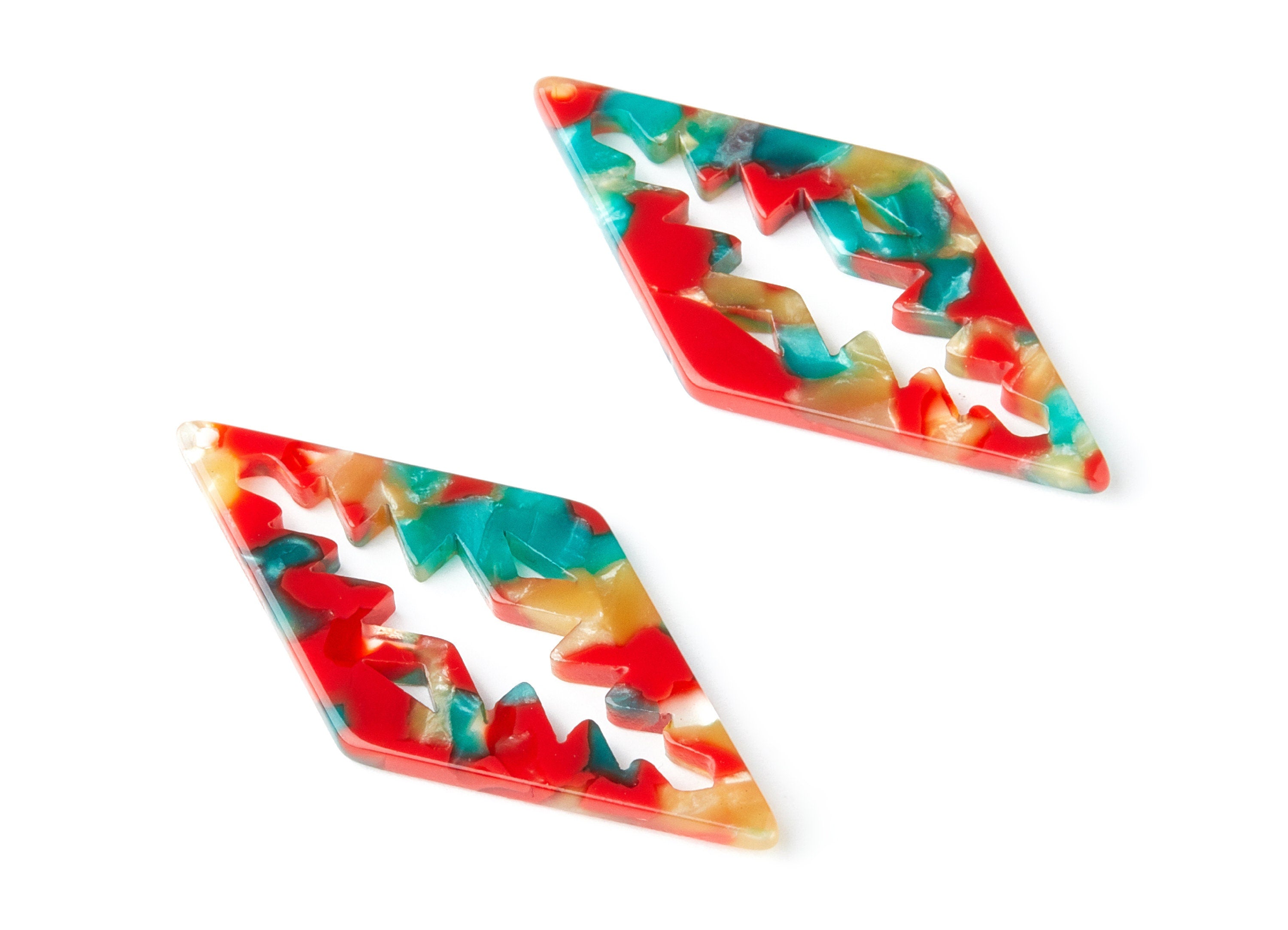 Acetate Rhombus Earring Charms - Rhombus Pendant - Earring Findings - Jewelry Supplies - Color Code: A46 - 50.3x24.5x2.78mm - AC1373F - DOMEDBAZAAR