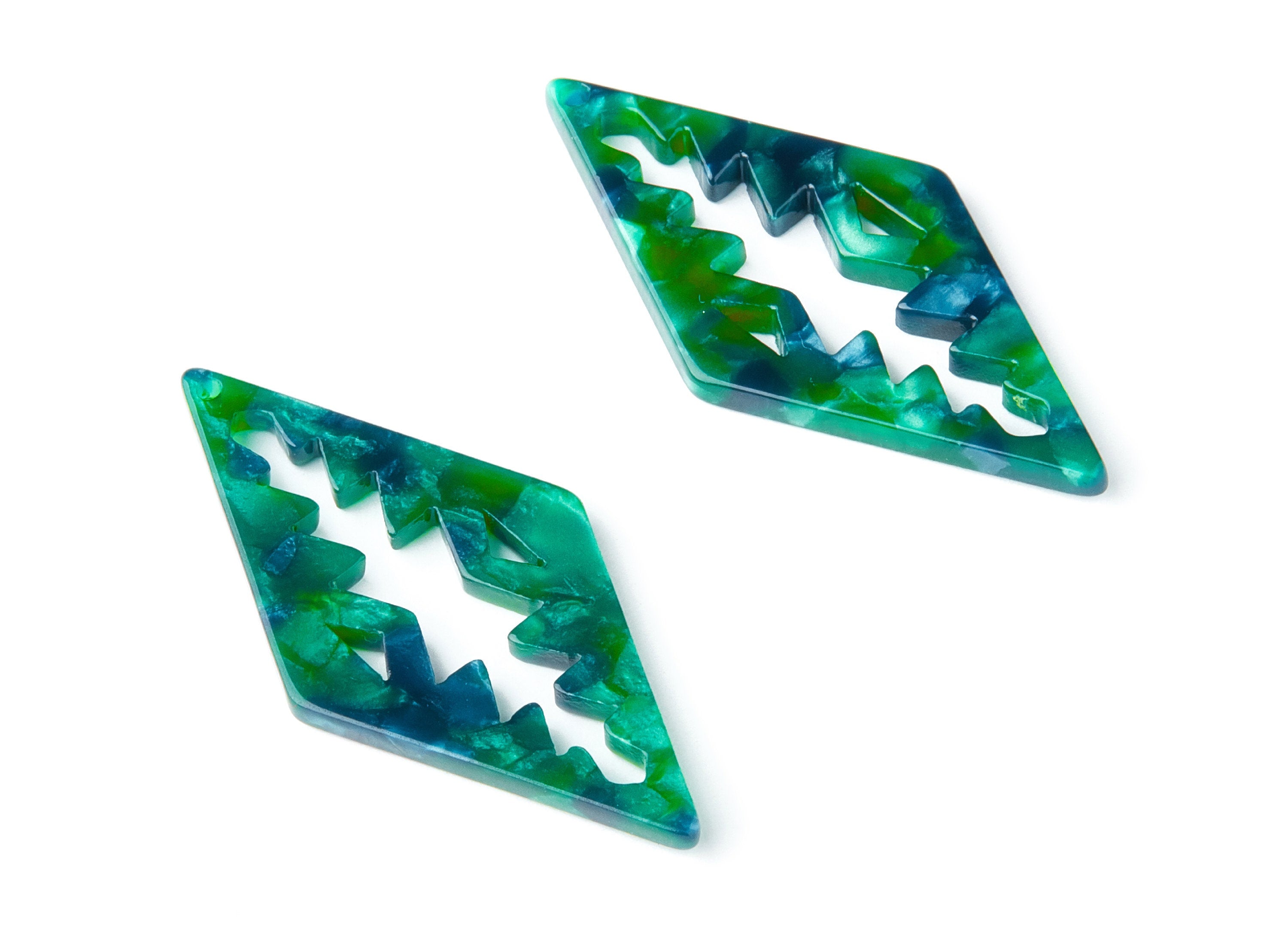 Acetate Rhombus Earring Charms - Rhombus Shaped Pendant - Earring Findings - Jewelry Supplies - Color Code: A13 - 50.3x24.5x2.78mm - AC1373L - DOMEDBAZAAR