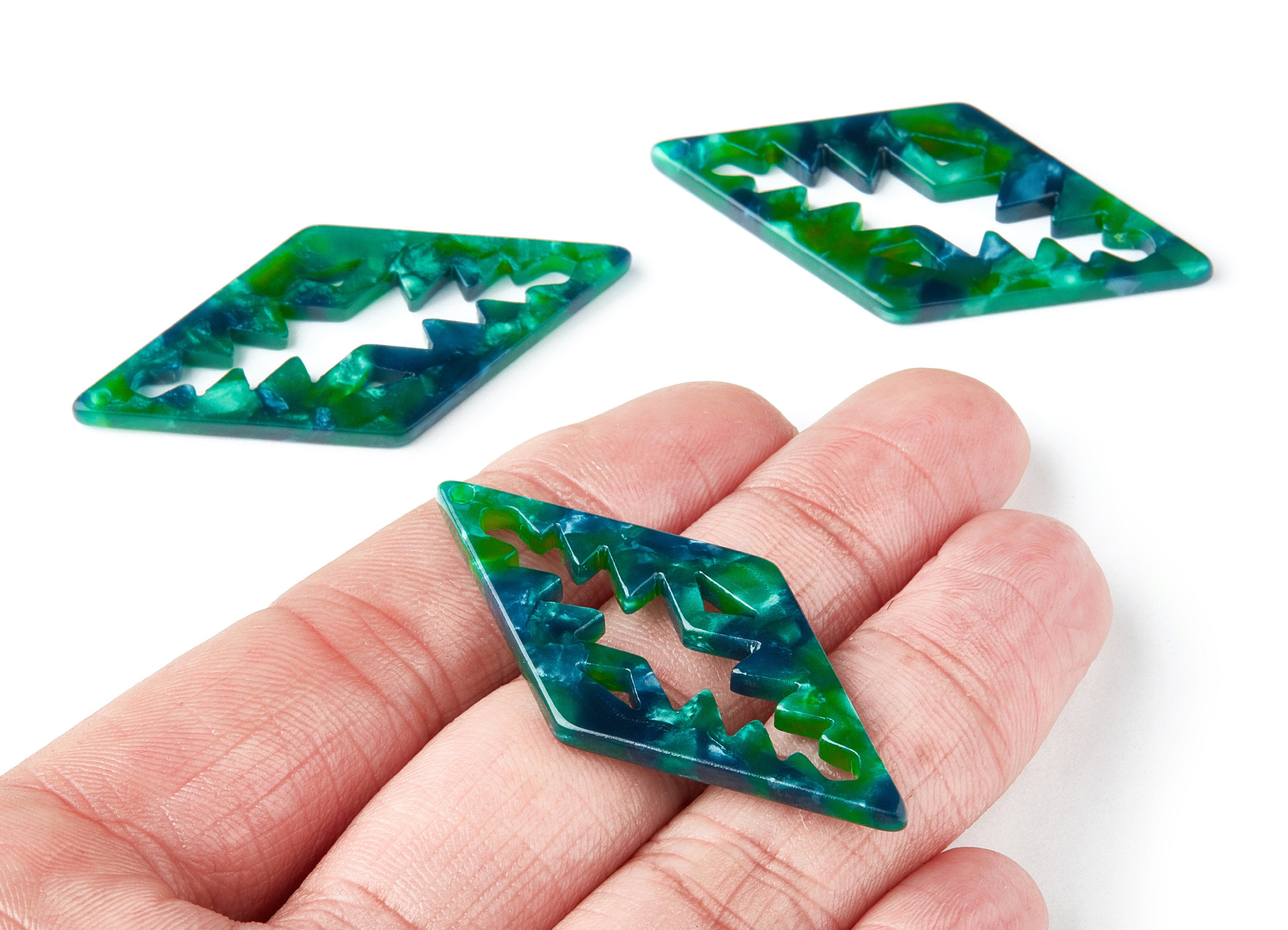 Acetate Rhombus Earring Charms - Rhombus Shaped Pendant - Earring Findings - Jewelry Supplies - Color Code: A13 - 50.3x24.5x2.78mm - AC1373L - DOMEDBAZAAR