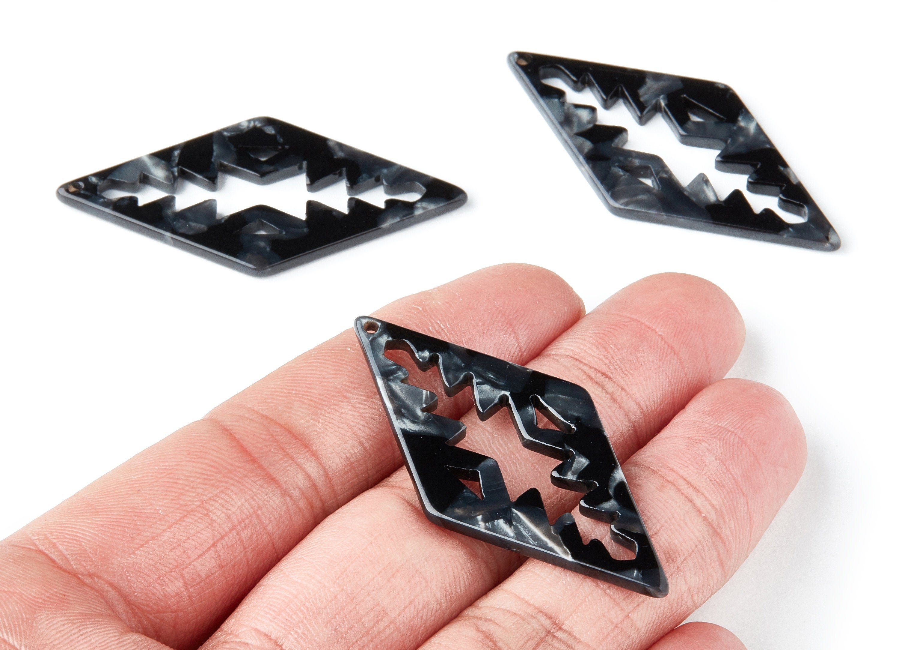 Acetate Rhombus Earring Charms - Rhombus Pendant - Earring Findings - Jewelry Supplies - Color Code: A48 - 50.3x24.5x2.78mm - AC1373M - DOMEDBAZAAR