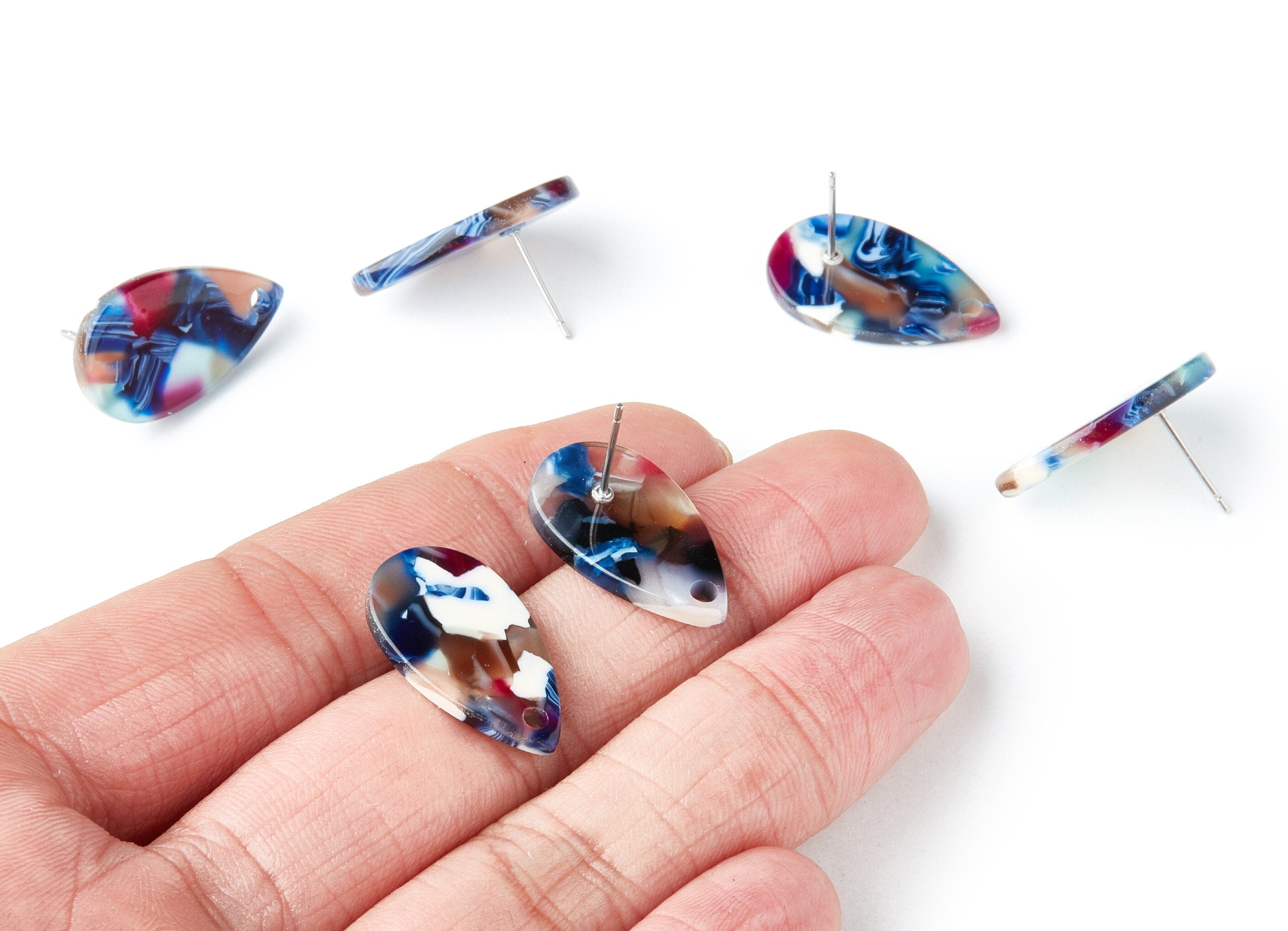Acetate Drop Earring Post - Drop Earring Stud - Earring Post - Jewelry Supplies - Color Code: A19 - 23.45x13.68x2.44mm - AC1321C - DOMEDBAZAAR