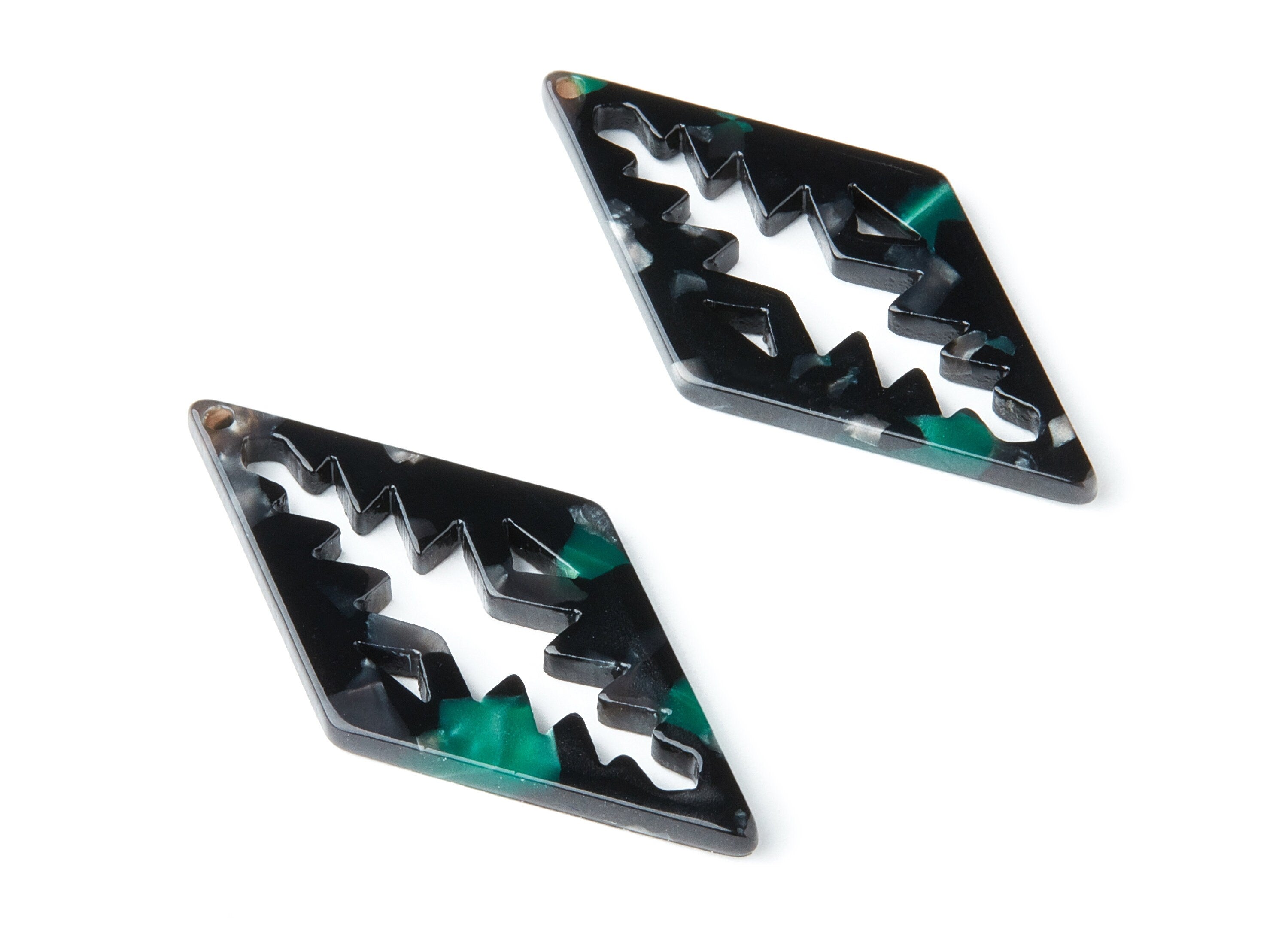 Acetate Rhombus Earring Charms - Rhombus Shaped Pendant - Earring Findings - Jewelry Supplies - Color Code: A49 - 50.3x24.5x2.78mm - AC1373P - DOMEDBAZAAR