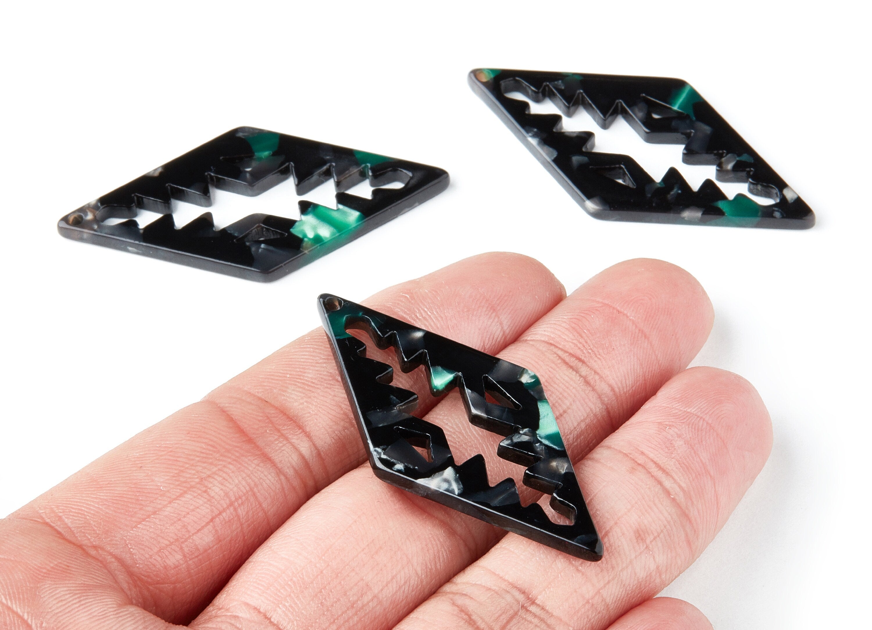 Acetate Rhombus Earring Charms - Rhombus Shaped Pendant - Earring Findings - Jewelry Supplies - Color Code: A49 - 50.3x24.5x2.78mm - AC1373P - DOMEDBAZAAR