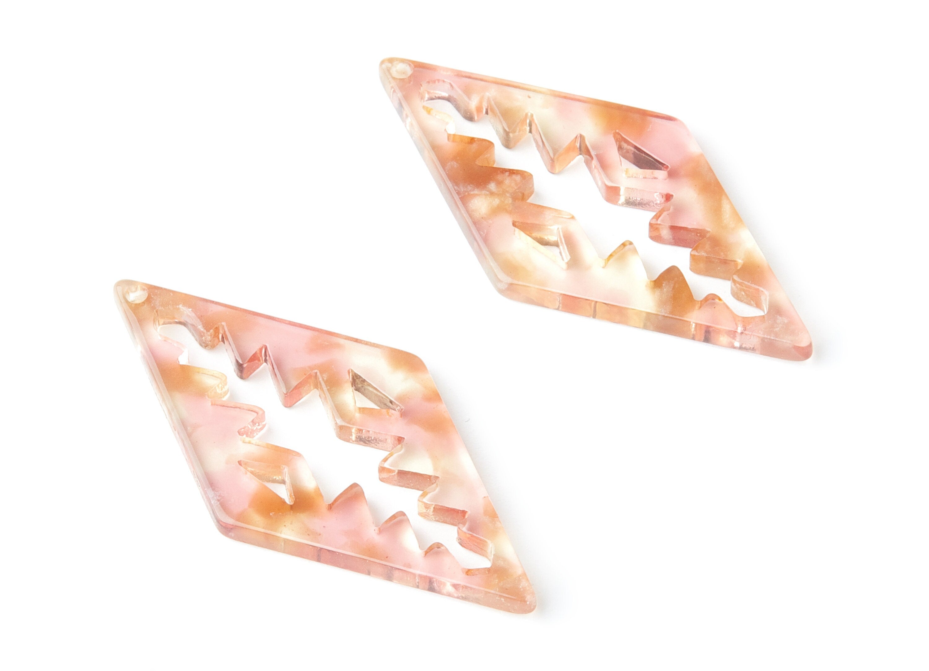 Acetate Rhombus Earring Charms - Rhombus Shaped Pendant - Earring Findings - Jewelry Supplies - Color Code: A45 - 50.3x24.5x2.78mm - AC1373R - DOMEDBAZAAR