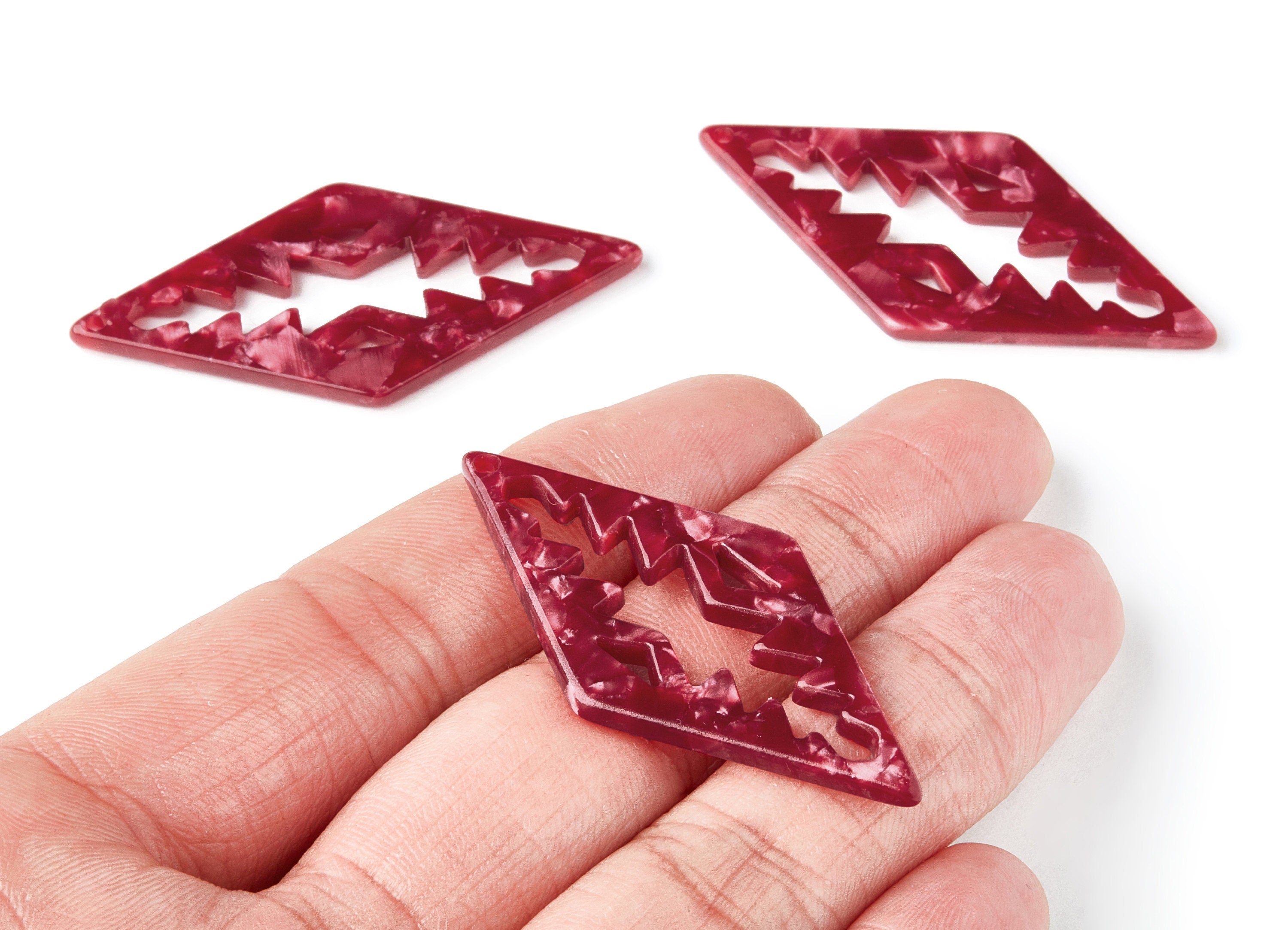 Acetate Rhombus Earring Charms - Rhombus Shaped Pendant - Earring Findings - Jewelry Supplies - Color Code: A47 - 50.3x24.5x2.78mm - AC1373T - DOMEDBAZAAR