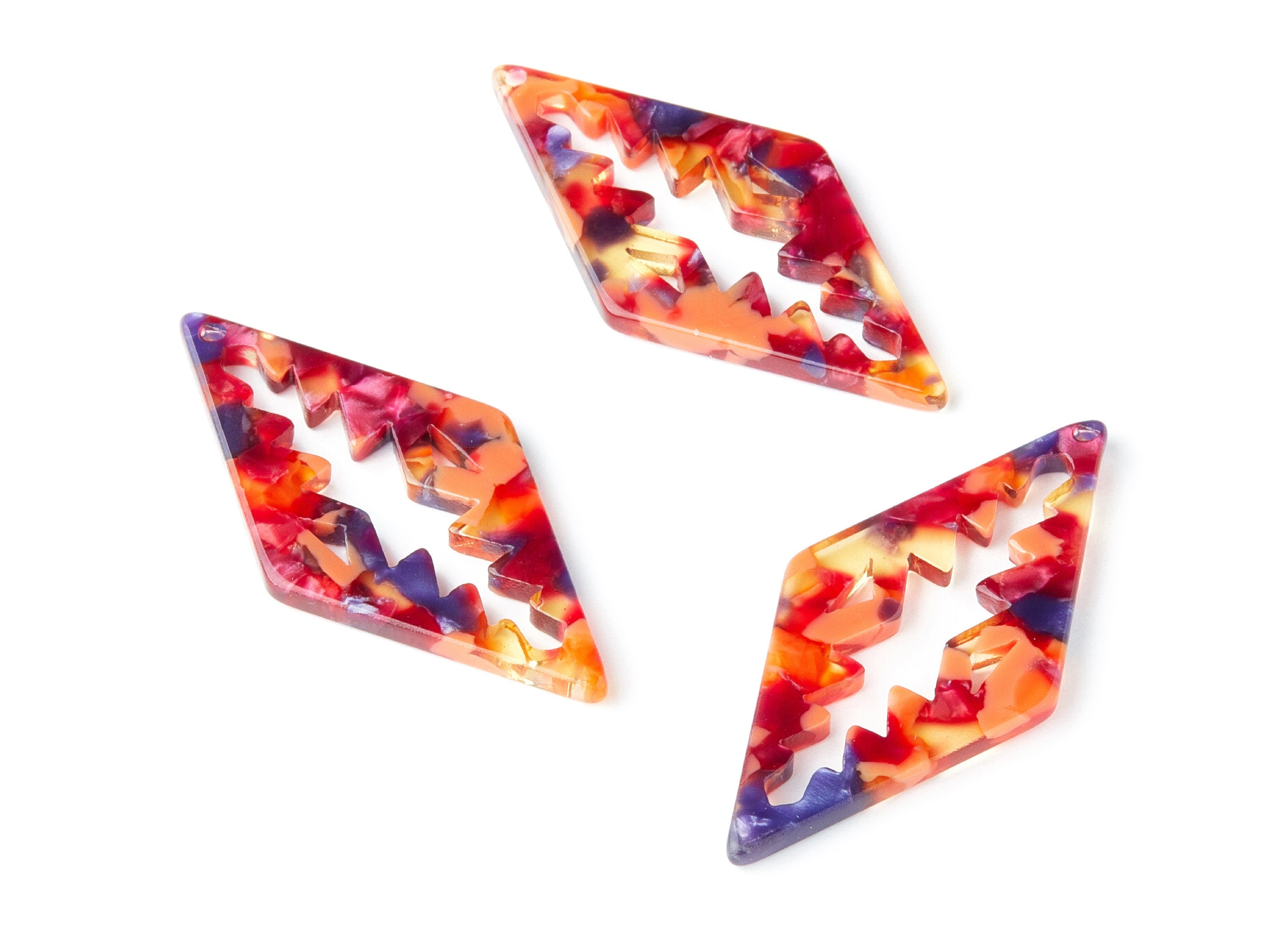 Acetate Rhombus Earring Charms - Rhombus Shaped Pendant - Earring Findings - Jewelry Supplies - Color Code: A44 - 50.3x24.5x2.78mm - AC1373V - DOMEDBAZAAR