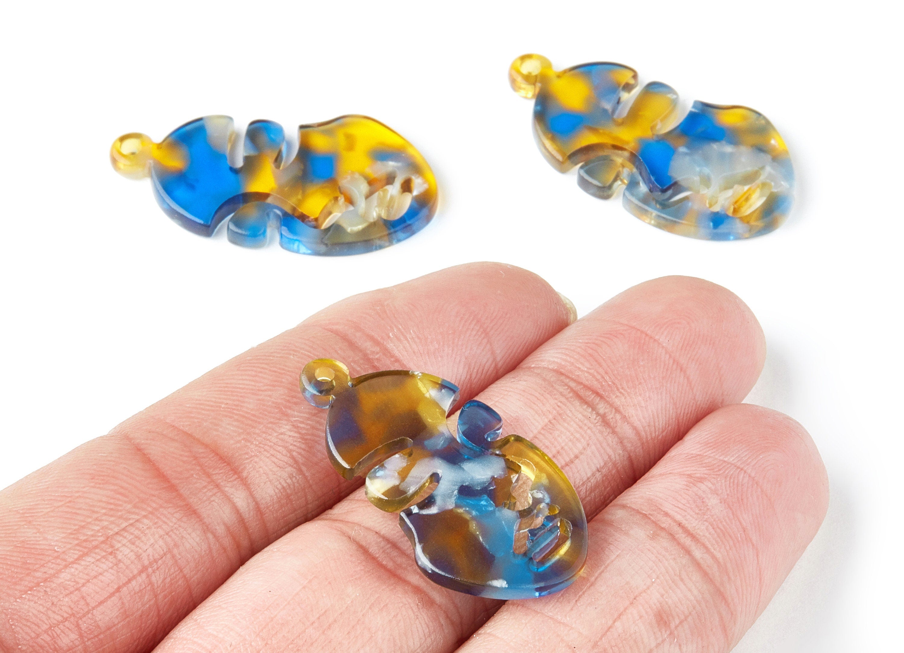 Acetate Face Earring Charms - Face Shaped Pendant - Earring Findings - Jewelry Supplies - Color Code:A40 - 33.56x17.33x2.94mm - AC1369M - DOMEDBAZAAR