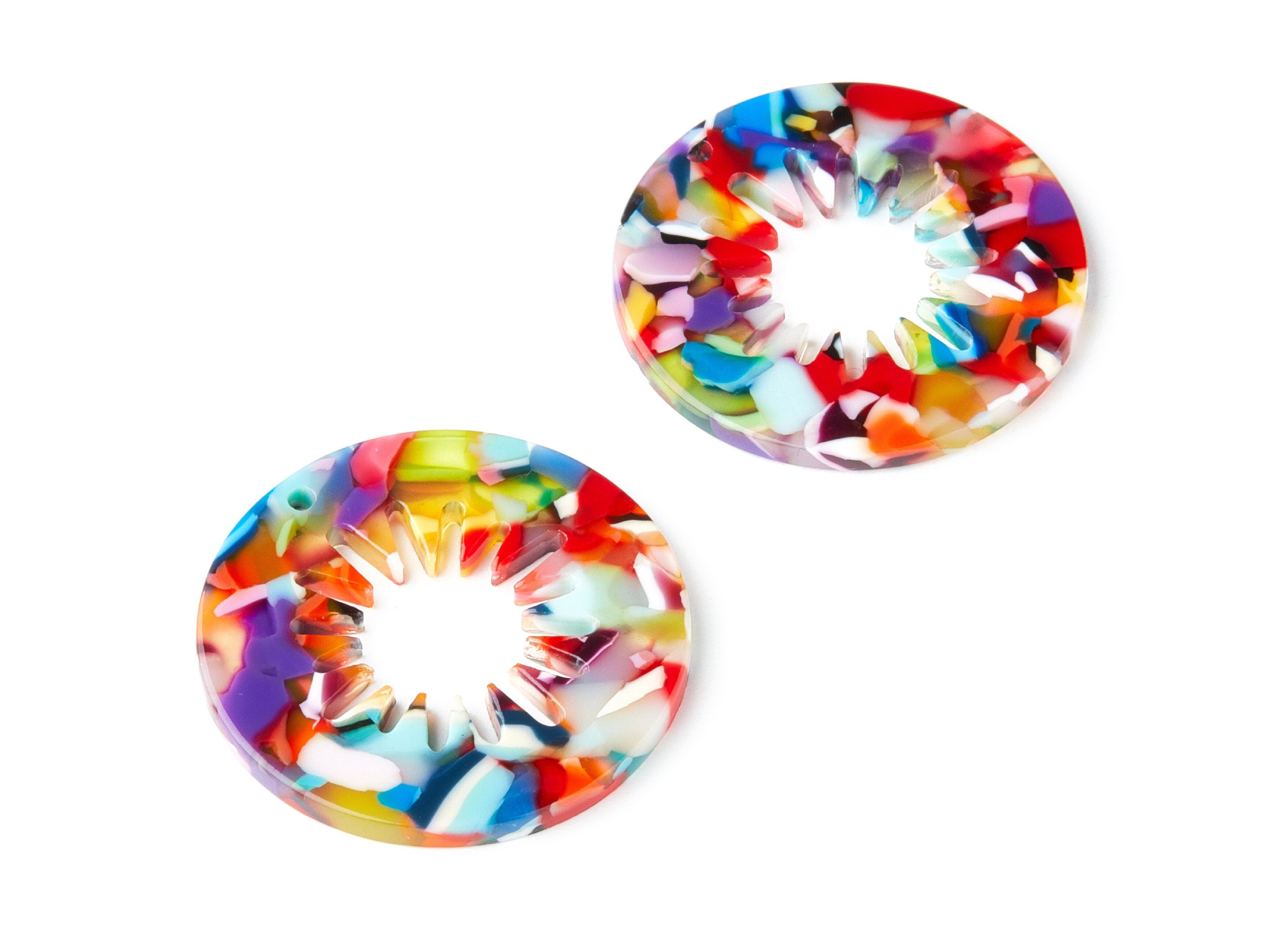Acetate Circle Earring Charms - Circle Shaped Pendant - Earring Findings - Jewelry Supplies - Color Code: A21 - 34.6x34.6x2.6mm - AC1397B - DOMEDBAZAAR