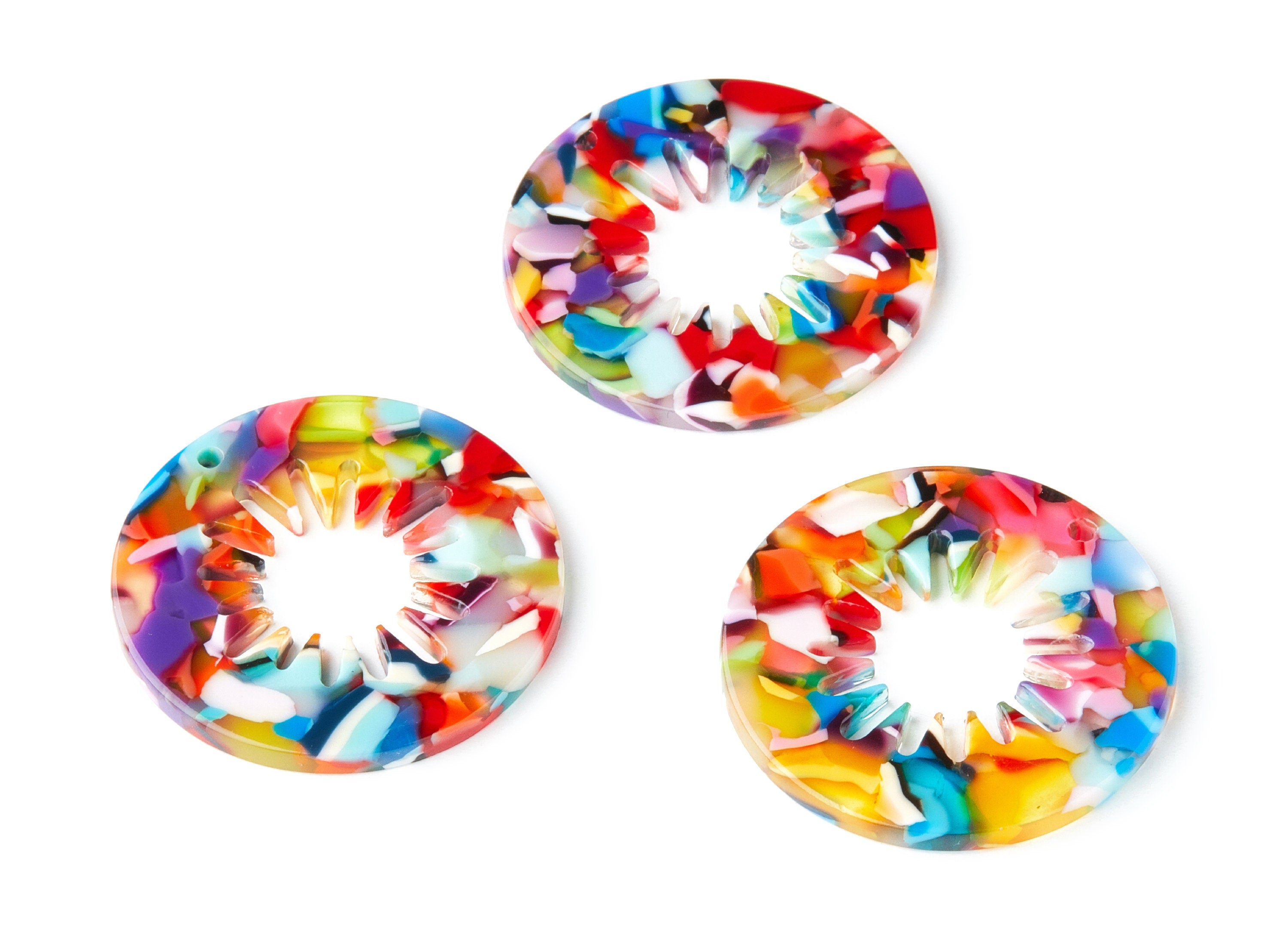 Acetate Circle Earring Charms - Circle Shaped Pendant - Earring Findings - Jewelry Supplies - Color Code: A21 - 34.6x34.6x2.6mm - AC1397B - DOMEDBAZAAR