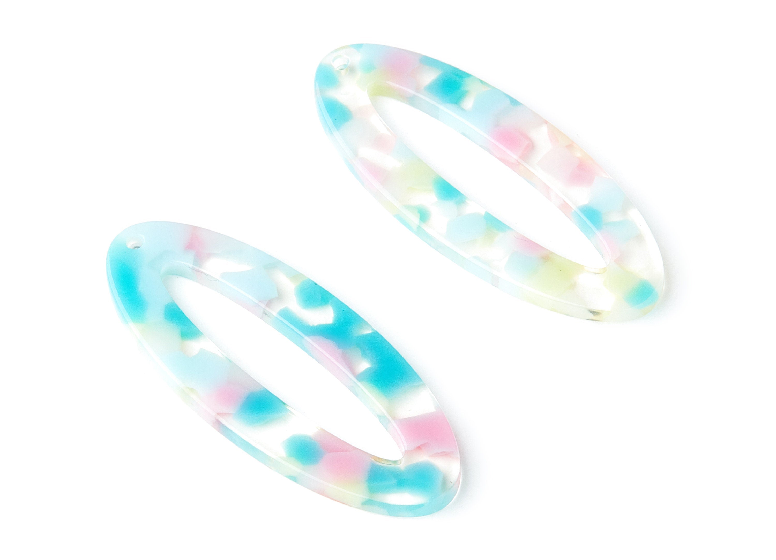 Acetate Oval Earring Charms - Oval Shaped Pendant - Earring Findings - Jewelry Supplies - Color Code: A222 - 49.63x20.7x2.62mm - AC1398A - DOMEDBAZAAR