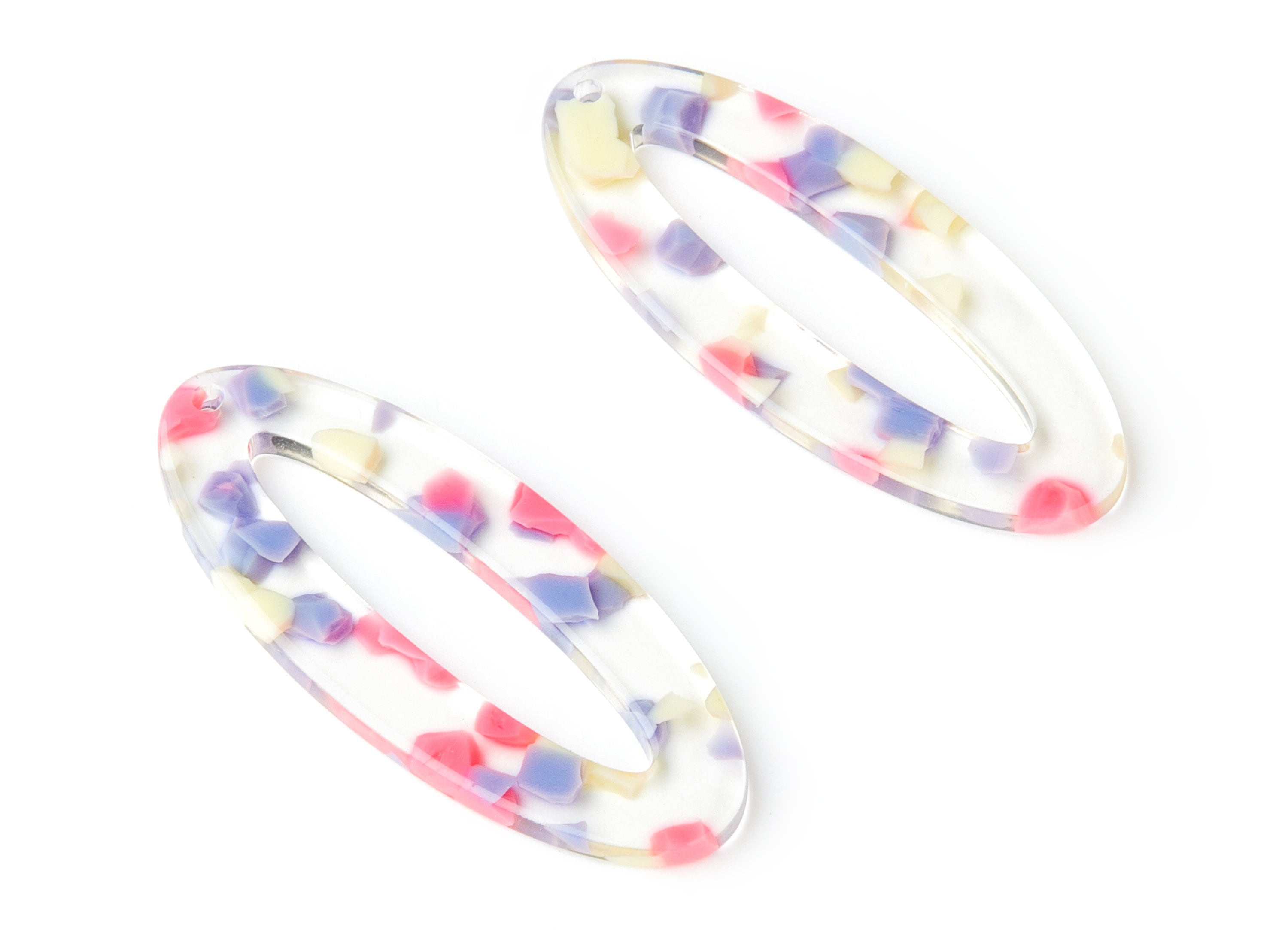 Acetate Oval Earring Charms - Oval Shaped Pendant - Earring Findings - Jewelry Supplies - Color Code: A168 - 49.63x20.7x2.62mm - AC1398C - DOMEDBAZAAR