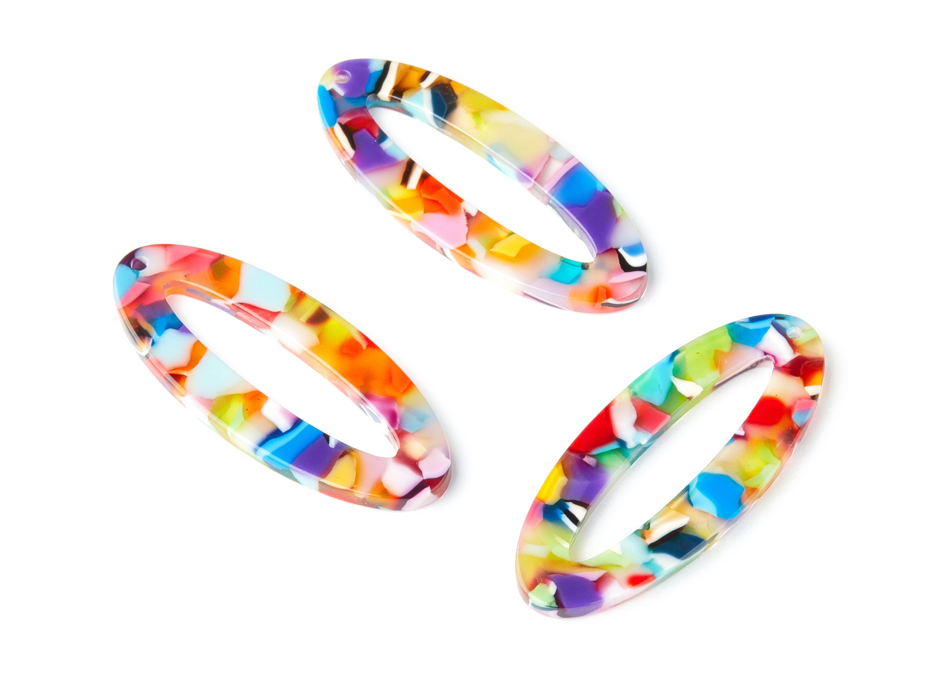 Acetate Oval Earring Charms - Oval Shaped Pendant - Earring Findings - Jewelry Supplies - Color Code: A21 - 49.63x20.7x2.62mm - AC1398G - DOMEDBAZAAR