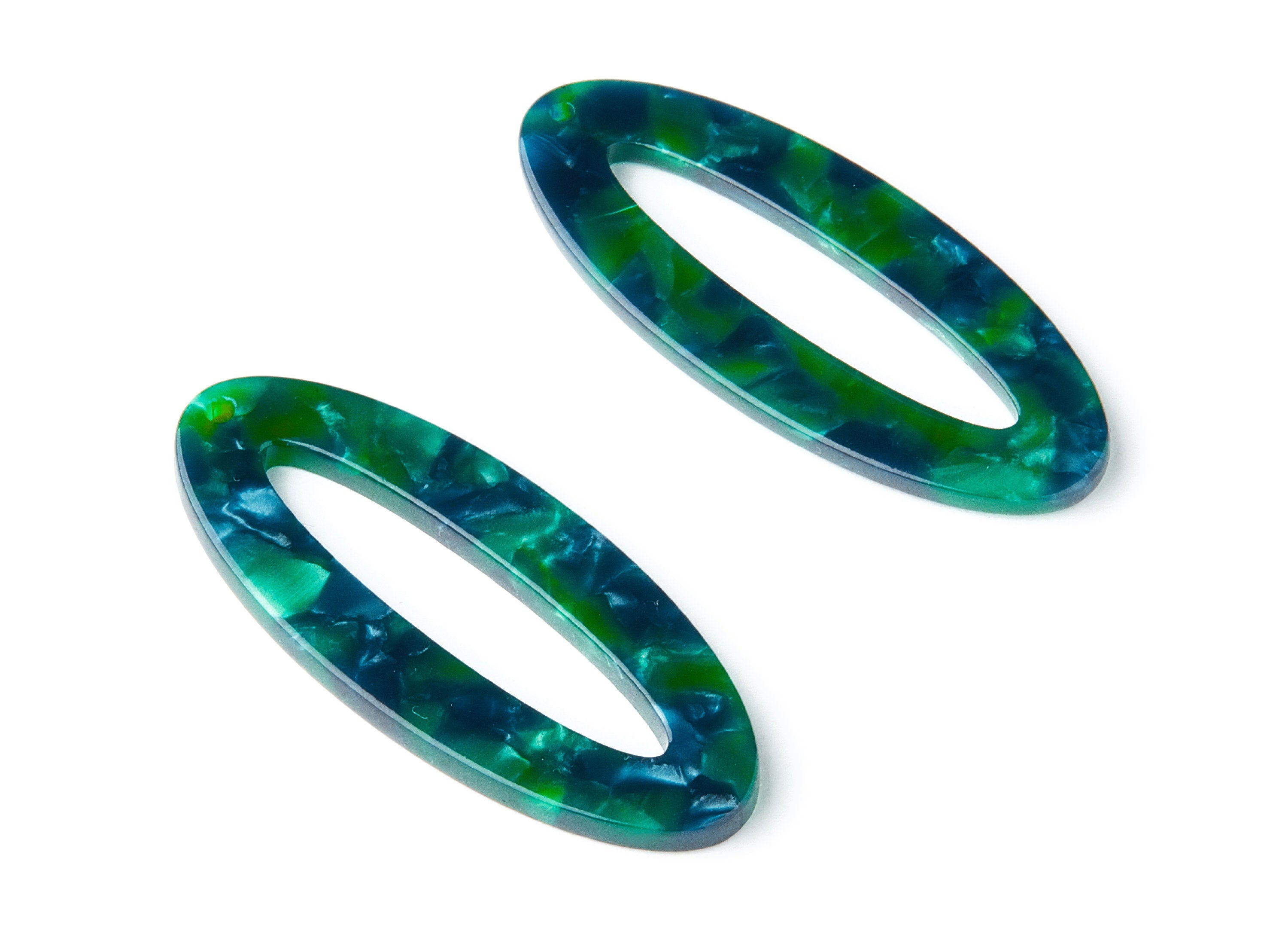 Acetate Oval Earring Charms - Oval Shaped Pendant - Earring Findings - Jewelry Supplies - Color Code: A13 - 49.63x20.7x2.62mm - AC1398H - DOMEDBAZAAR