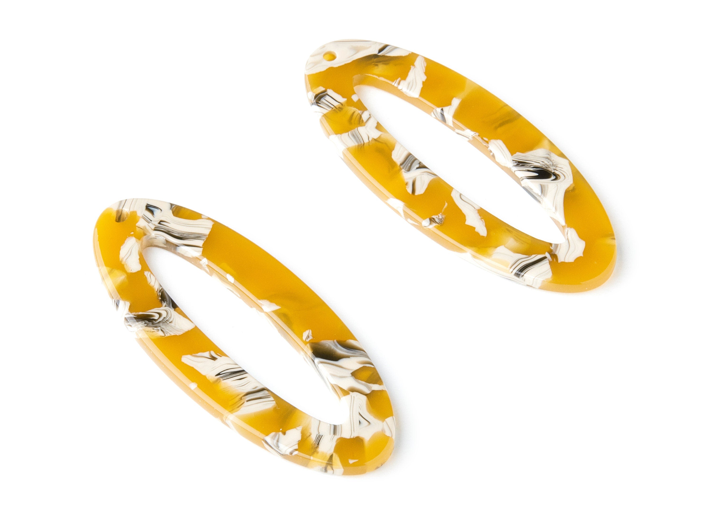 Acetate Oval Earring Charms - Oval Shaped Pendant - Earring Findings - Jewelry Supplies - Color Code: A14 - 49.63x20.7x2.62mm - AC1398F - DOMEDBAZAAR