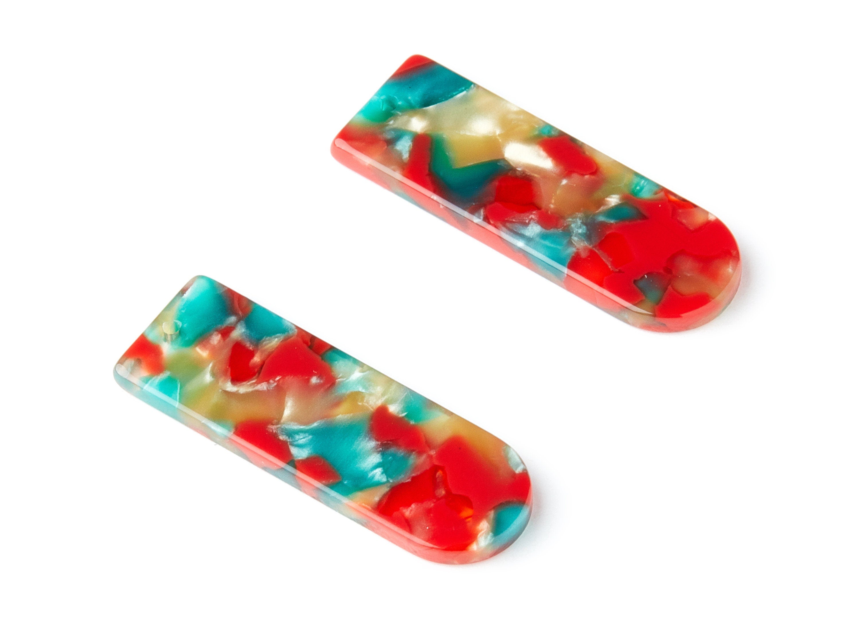 Acetate D Earring Charms - D Shaped Pendant - Earring Findings - Jewelry Supplies - Color Code: A46 - 36.7x12.8x2.9mm - AC1365U - DOMEDBAZAAR