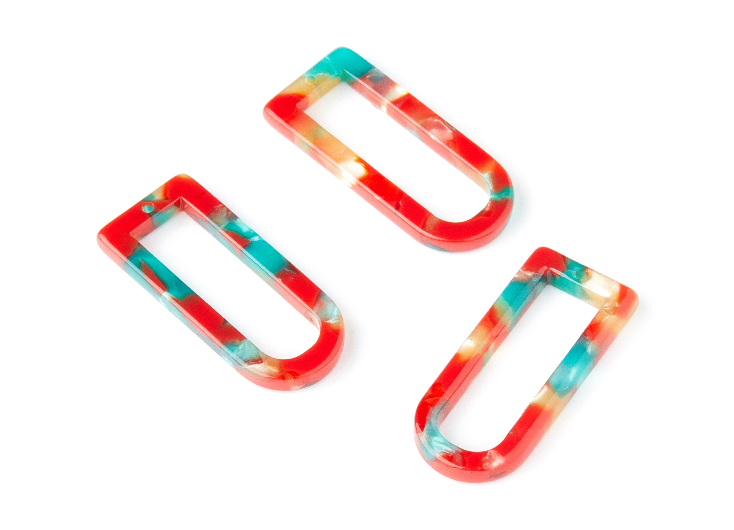 Acetate D Earring Charms - D Shaped Pendant - Earring Findings - Jewelry Supplies - Color Code: A46 - 29.68x12.7x2.7mm - AC1364T - DOMEDBAZAAR