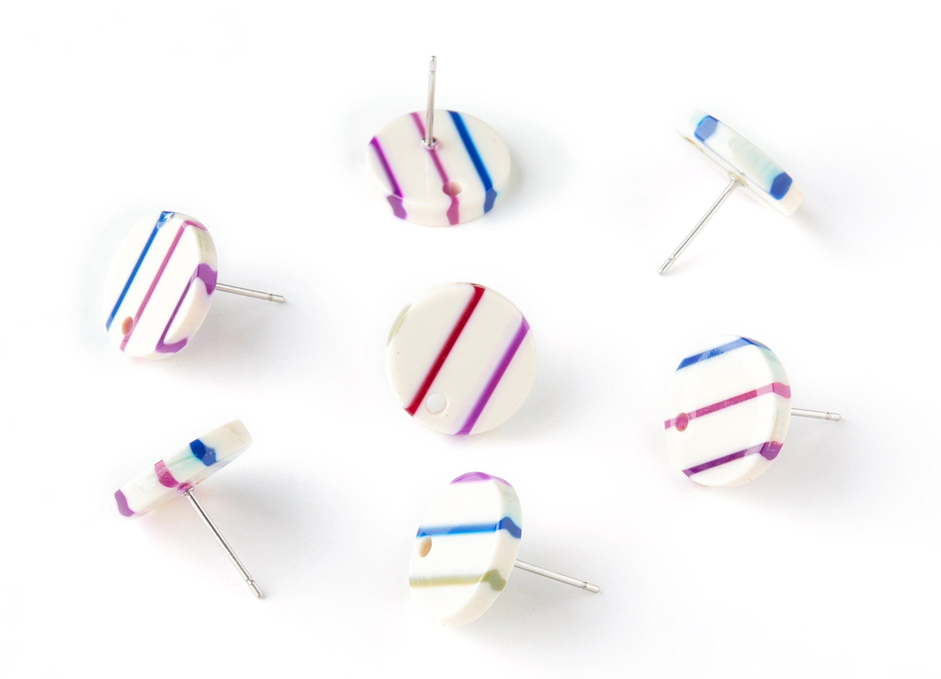 Acetate Round Earring Post - Acrylic Circle Earrings Stud - Earring Post - Jewelry Supplies - Color Code: A138 - 13.5x13.5x2.65mm - AC1204E - DOMEDBAZAAR