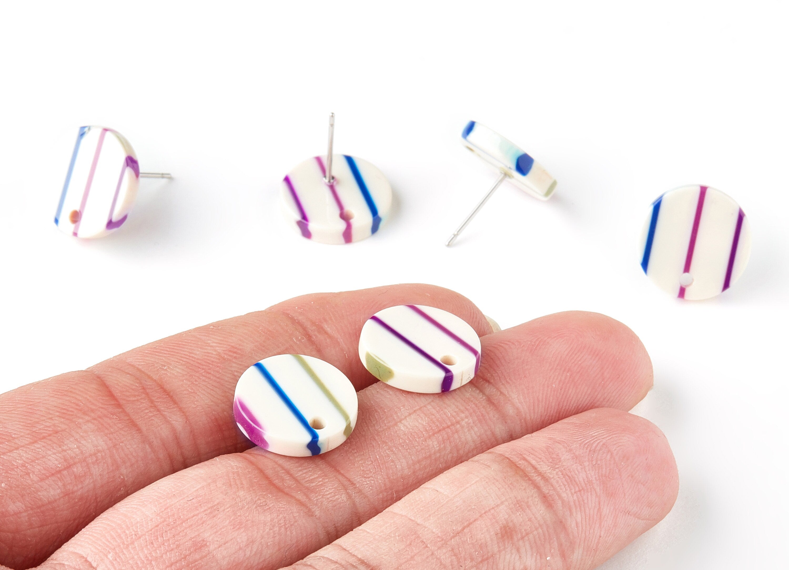 Acetate Round Earring Post - Acrylic Circle Earrings Stud - Earring Post - Jewelry Supplies - Color Code: A138 - 13.5x13.5x2.65mm - AC1204E - DOMEDBAZAAR