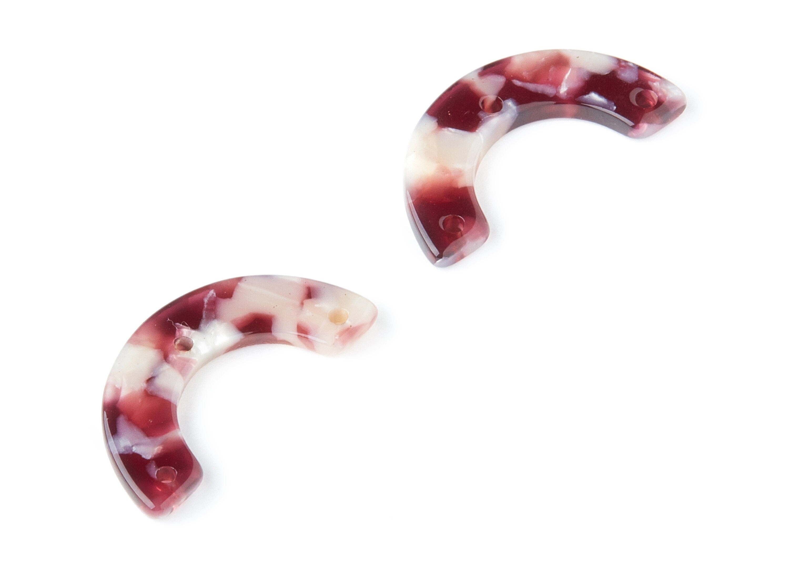 Acetate Acrylic Earring Charms - Tortoise Shell Earrings - U Shaped with 3 Holes - Color Code: A42 - 29.36x14.47x2.72mm - AC1355A - DOMEDBAZAAR