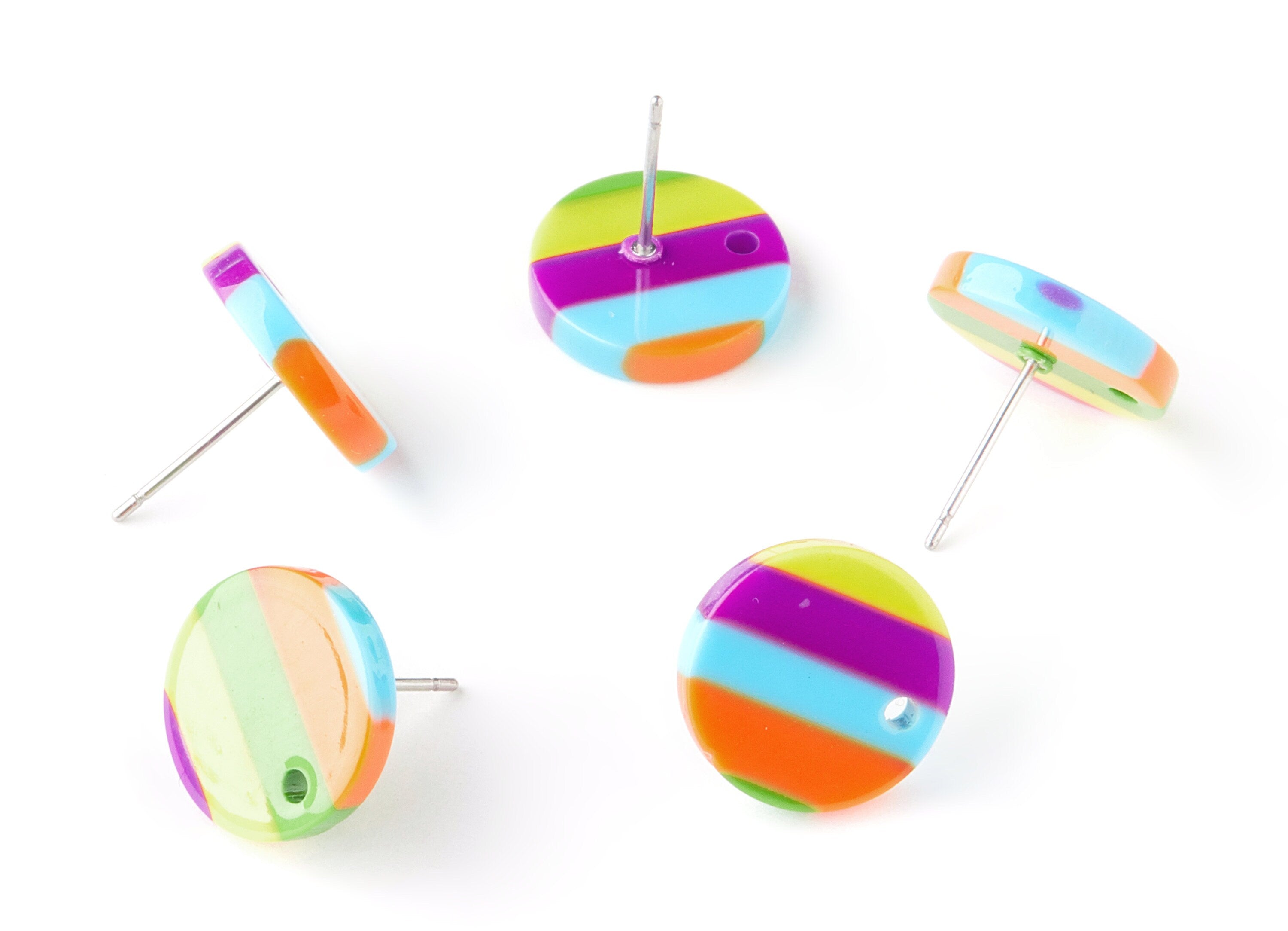 Acetate Round Earring Post - Acrylic Circle Earring Stud - Earring Post - Jewelry Supplies - Color Code: A113 - 13.5x13.5x2.65mm - AC1204G - DOMEDBAZAAR