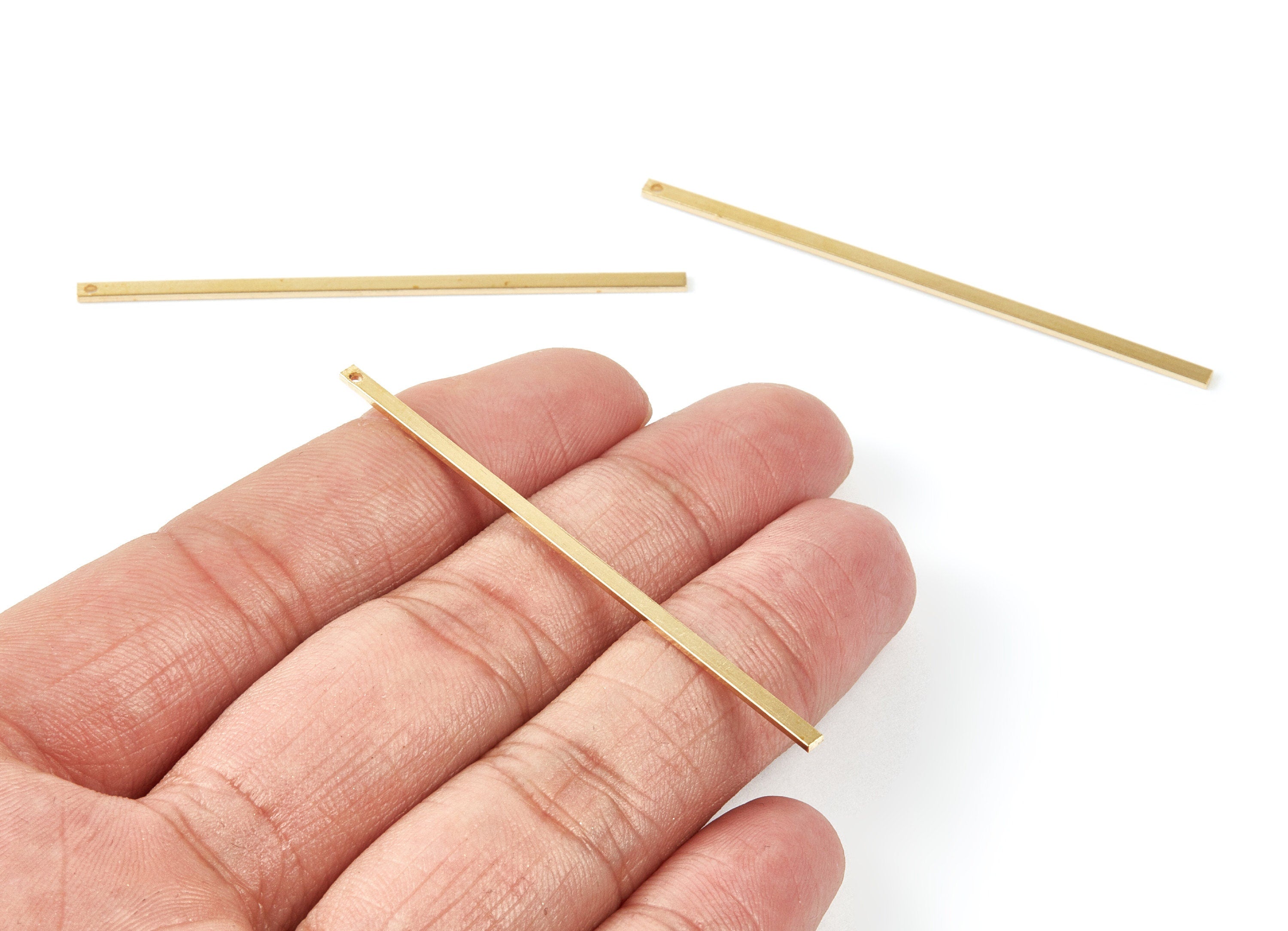 Brass Strip Charms - Raw Brass Strip Pendants - Earring Findings - Jewelry Supplies - 60x2x1mm - PP2018 - DOMEDBAZAAR