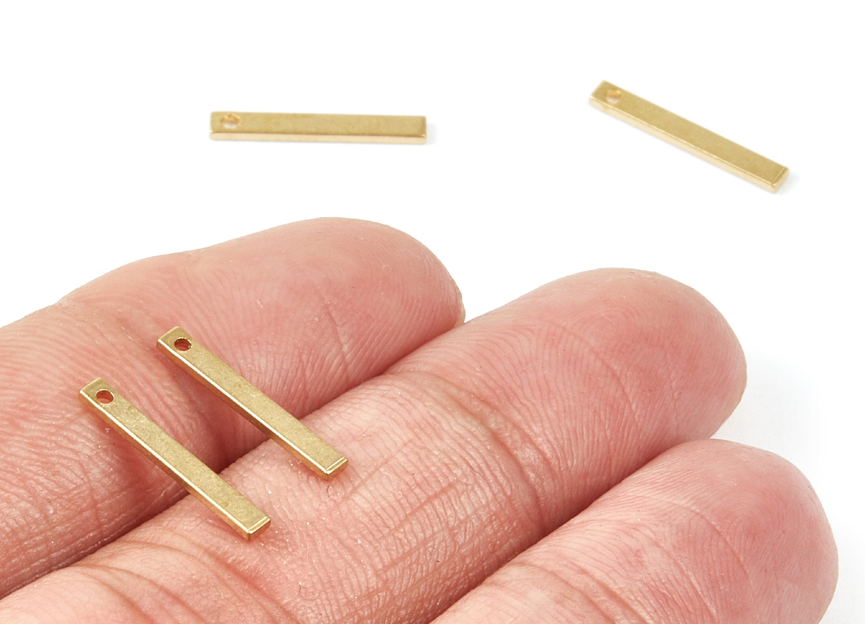 Brass Strip Charms - Raw Brass Strip Pendants - Earring Findings - Jewelry Supplies - 15x2x1mm - PP2034 - DOMEDBAZAAR