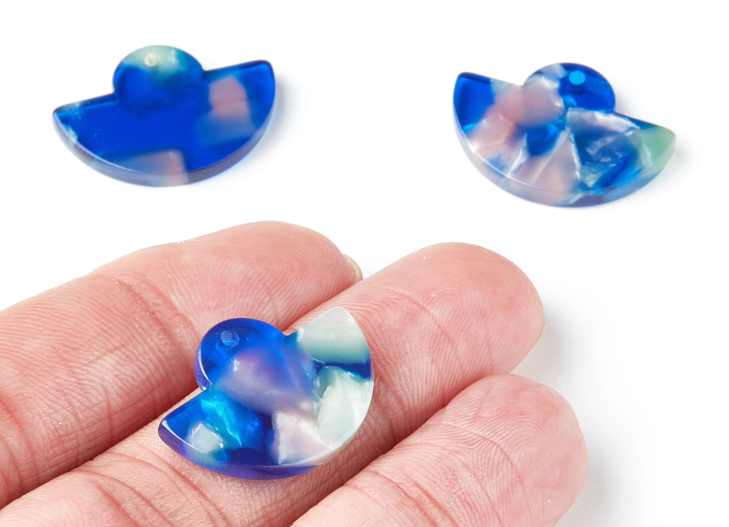 Acetate Fan Earring Charm - Acrylic Fan Pendant - Earring Findings - Jewelry Supplies - Color Code:A37 - 23.64x17.3x2.83mm - AC1376E - DOMEDBAZAAR