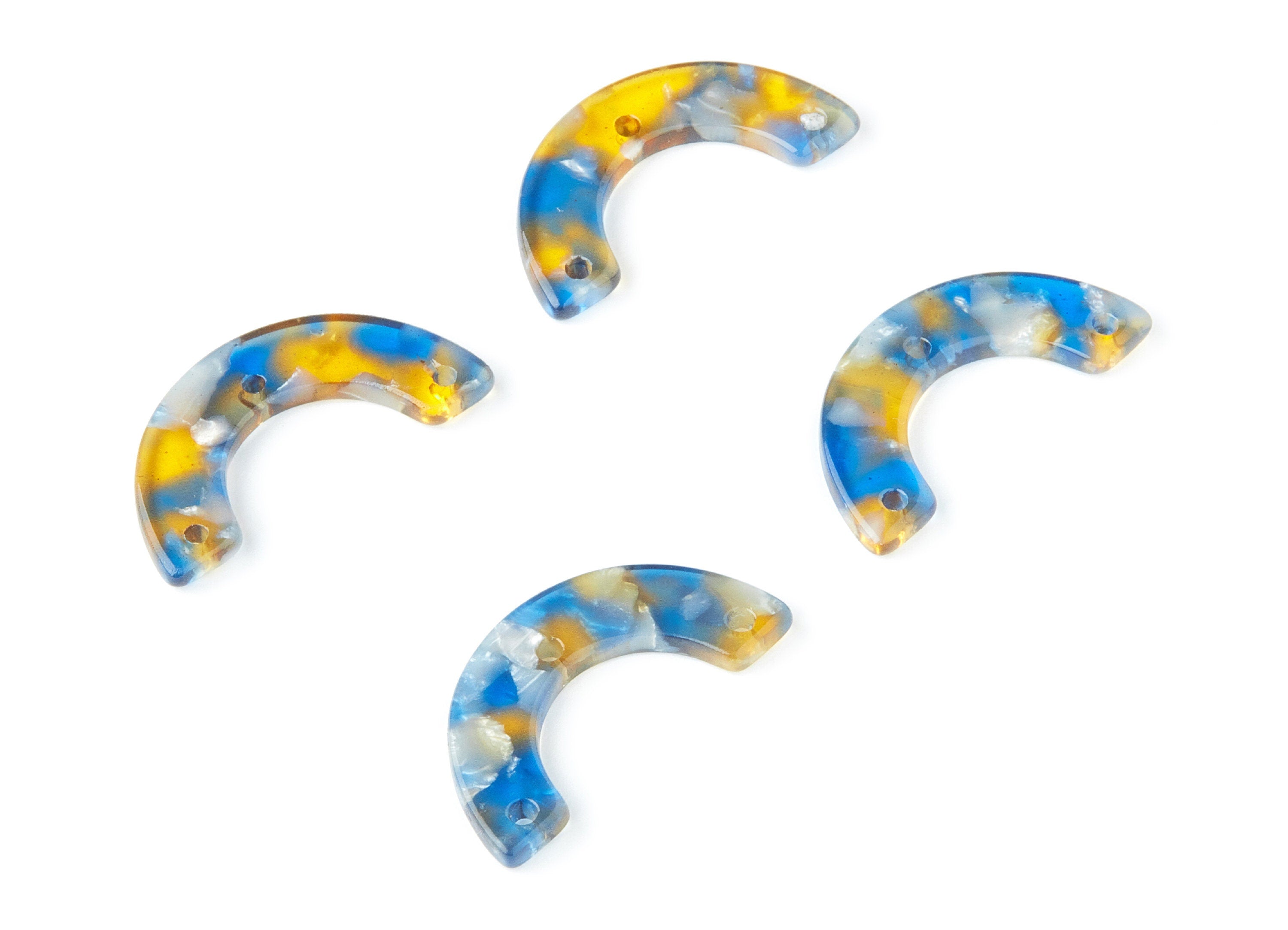 Acetate U Earring Charms - Acrylic U Pendant With 3 Holes - Jewelry Supplies - Color Code: A40 - 29.36x14.47x2.A72mm - AC1355U - DOMEDBAZAAR