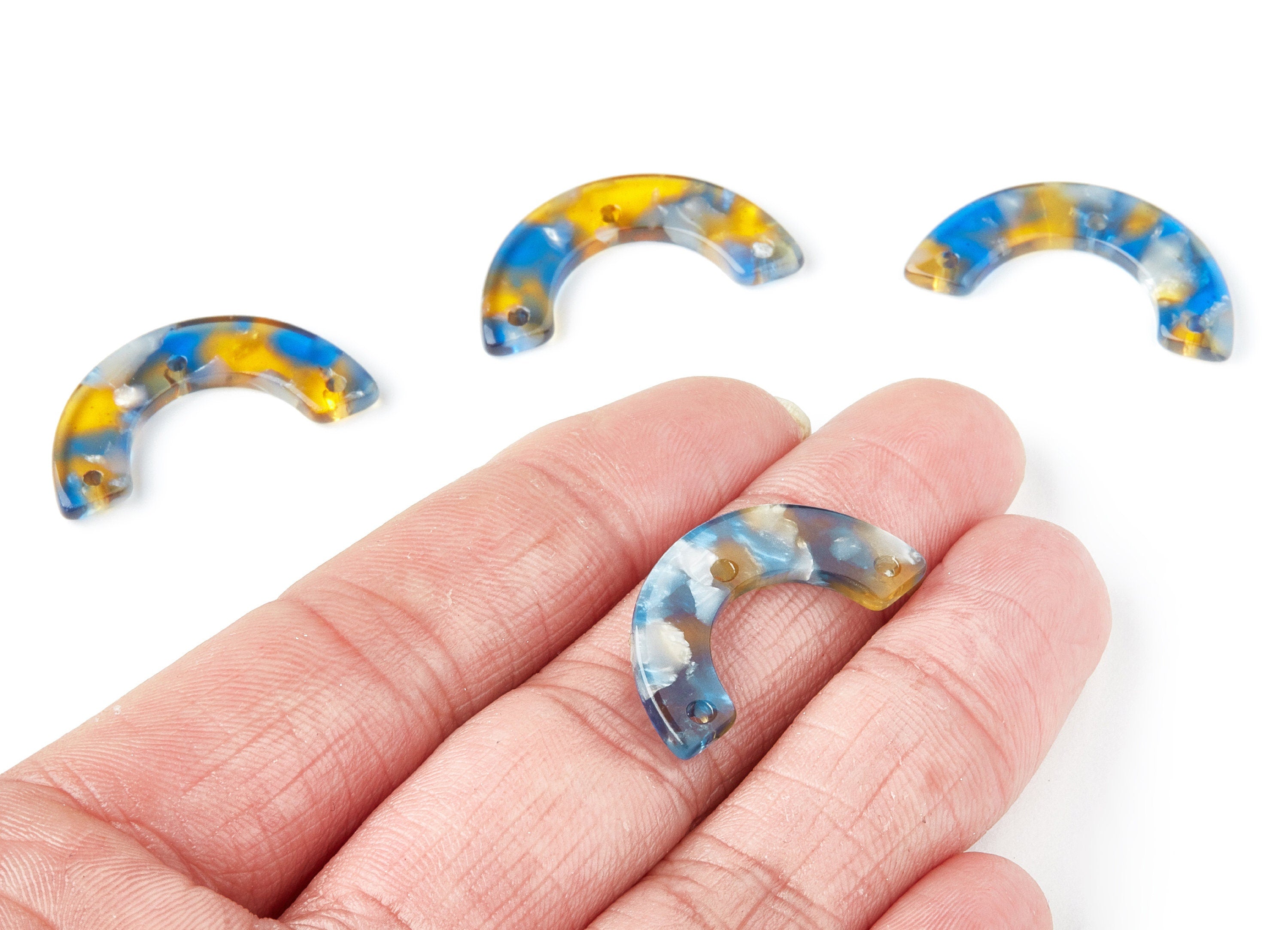 Acetate U Earring Charms - Acrylic U Pendant With 3 Holes - Jewelry Supplies - Color Code: A40 - 29.36x14.47x2.A72mm - AC1355U - DOMEDBAZAAR