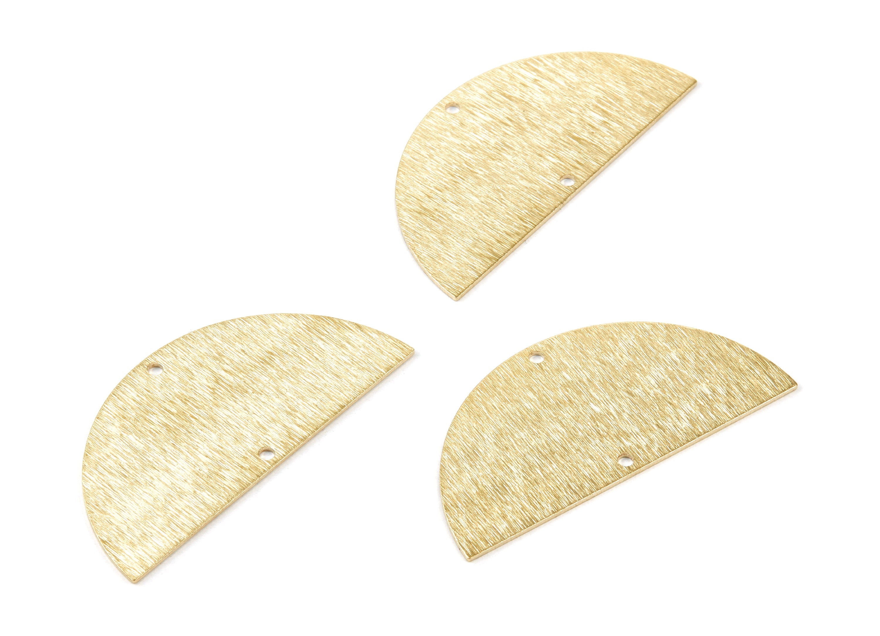 Brass Textured Half Round Charms - Textured Semicircle Shaped- Raw Brass Connector With 2 Holes - 50x24x0.84mm - PP1768 - DOMEDBAZAAR